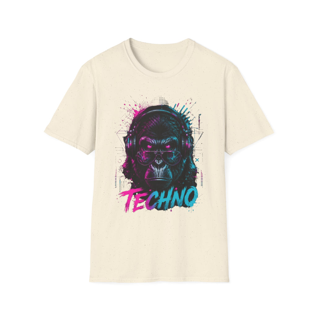Techno Gorilla T‑Shirt — Neon DJ Ape Graphic Tee