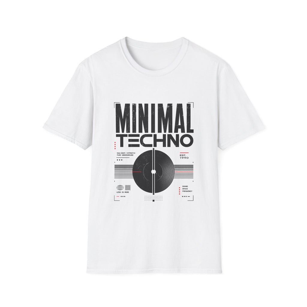 Minimal Techno T‑Shirt — Retro Vinyl DJ Electronic Music Tee