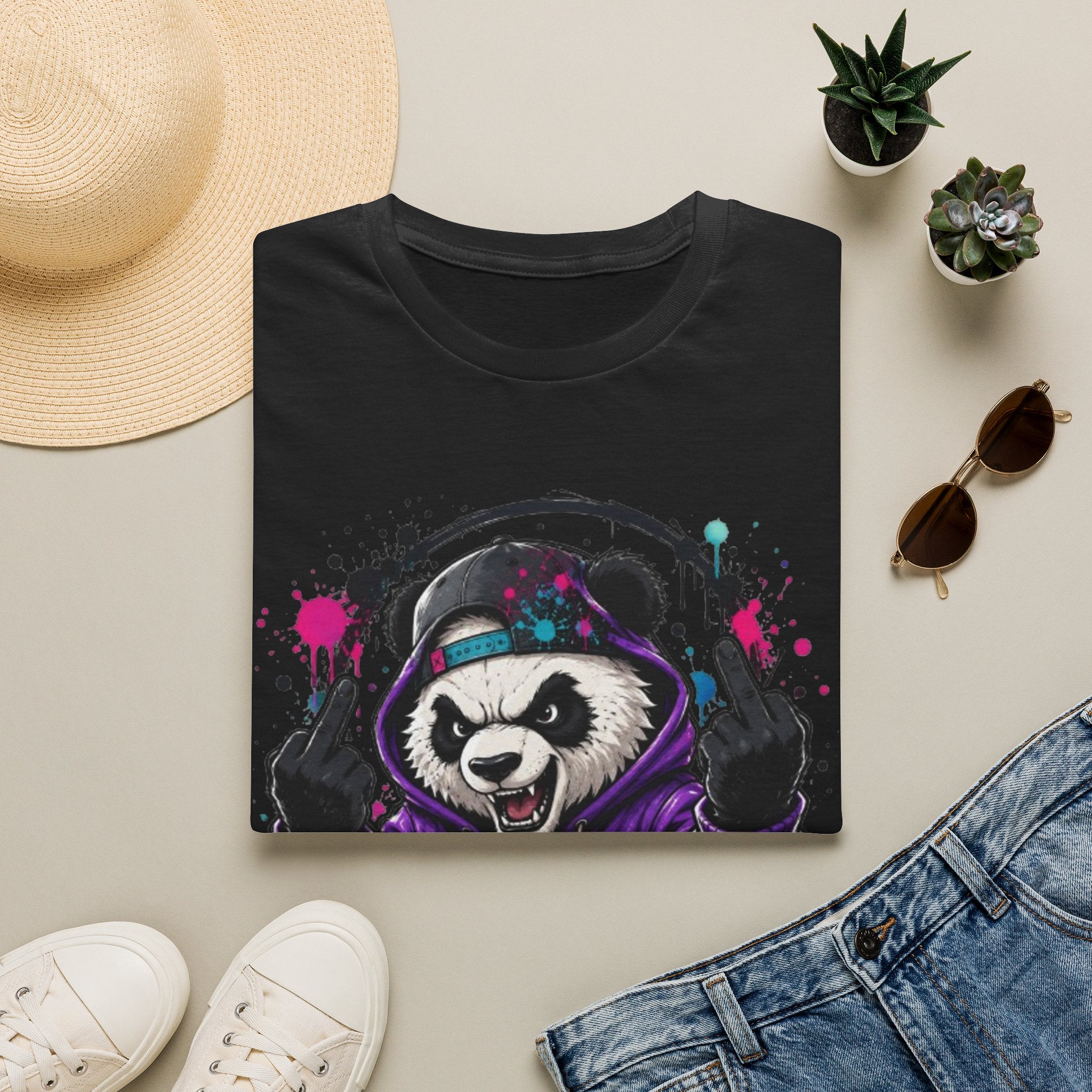 Not Today Panda T-Shirt — Edgy Streetwear Graphic Tee with Headphones