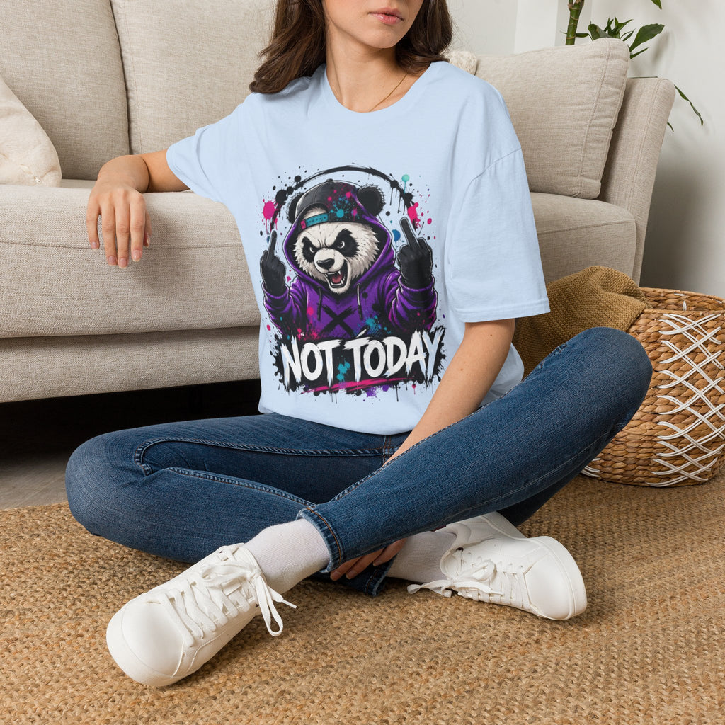 Not Today Panda T-Shirt — Edgy Streetwear Graphic Tee with Headphones
