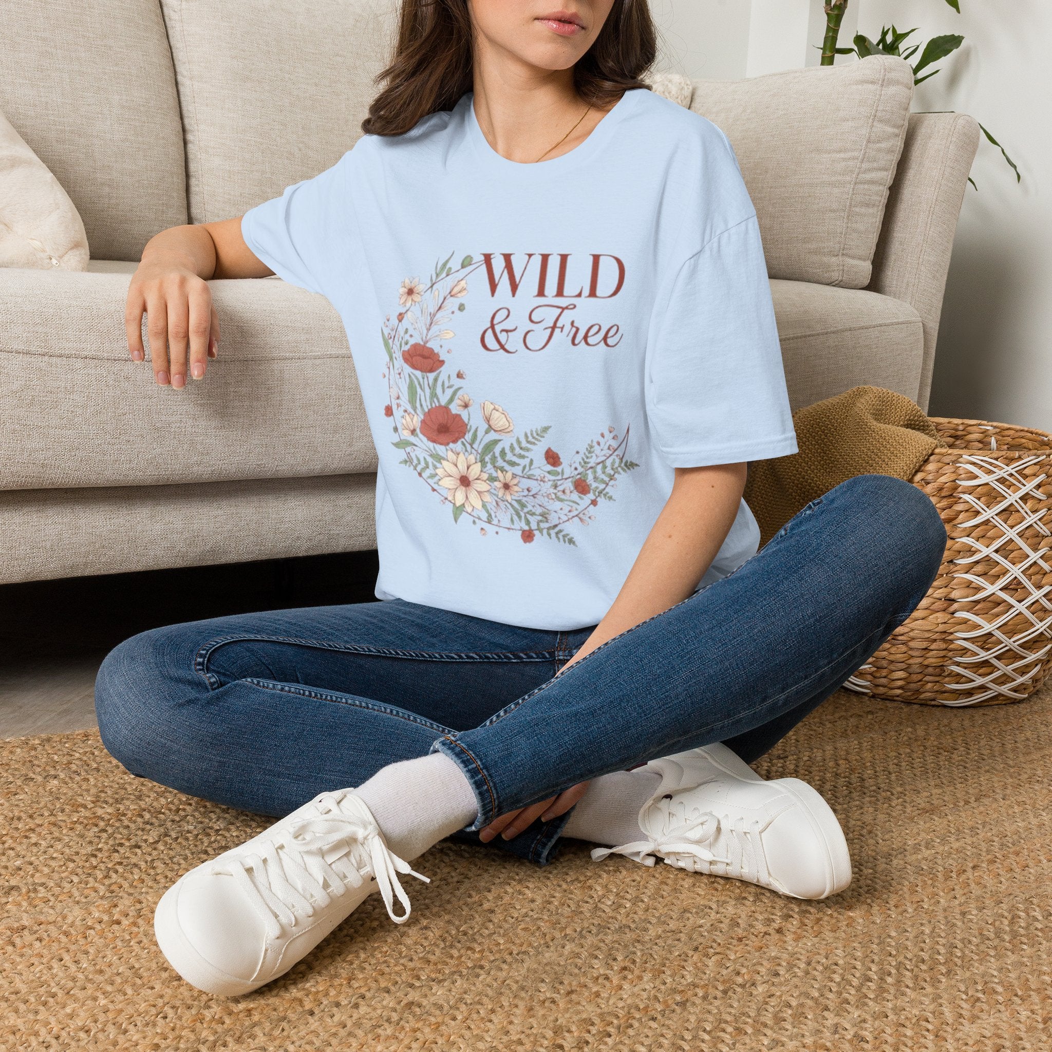 Minimal Floral Chest Tee — 'Be Kind' White T-Shirt