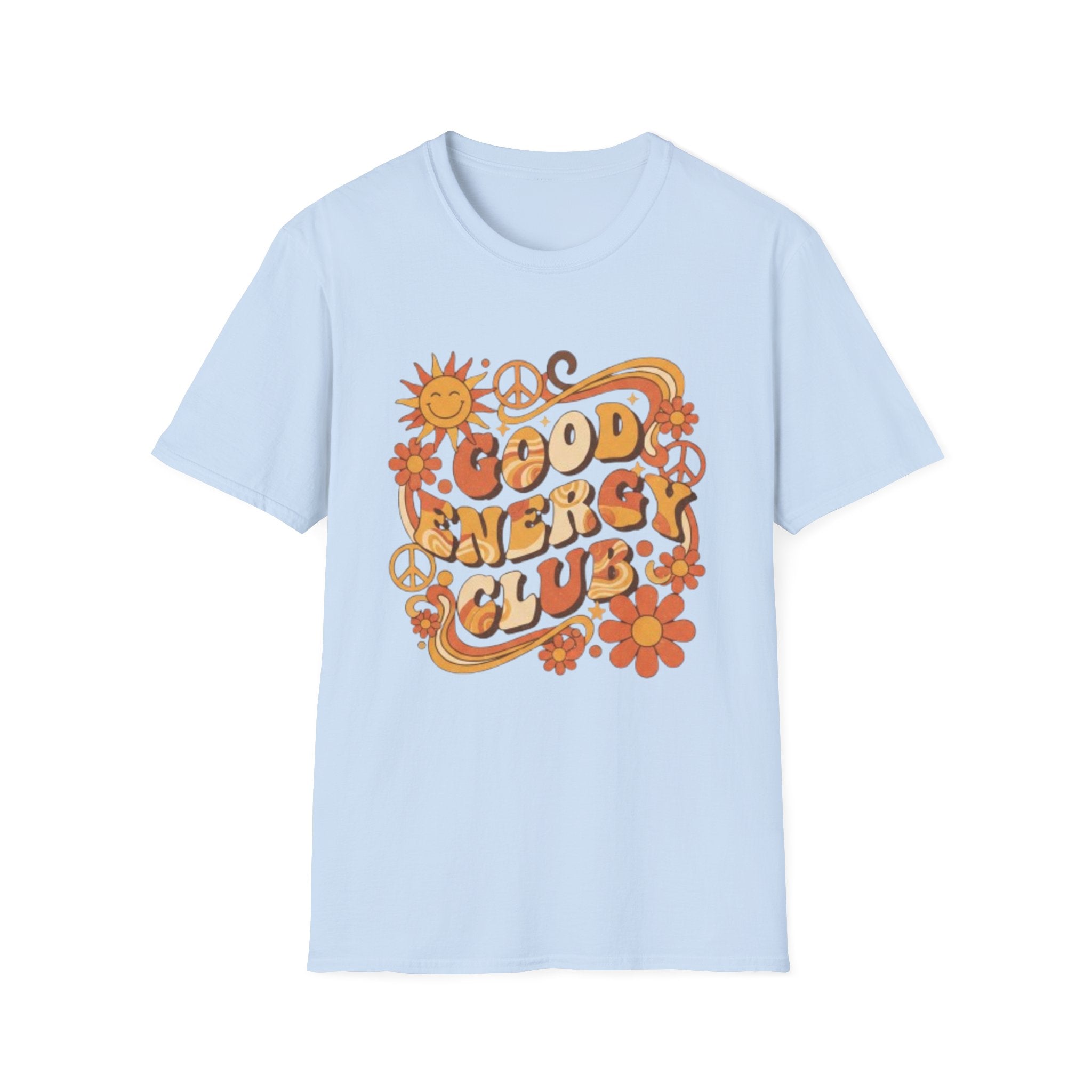 Good Energy Retro Tee — 70s Sunshine Peace Floral Graphic T-Shirt