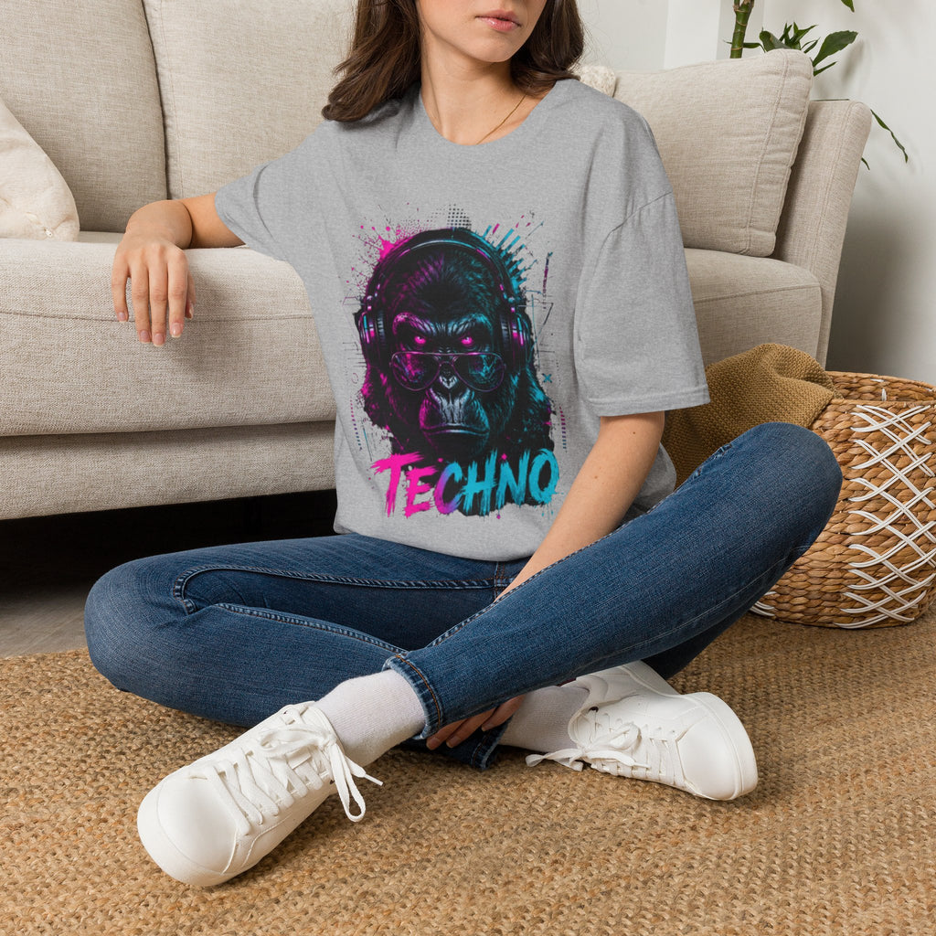 Techno Gorilla T‑Shirt — Neon DJ Ape Graphic Tee