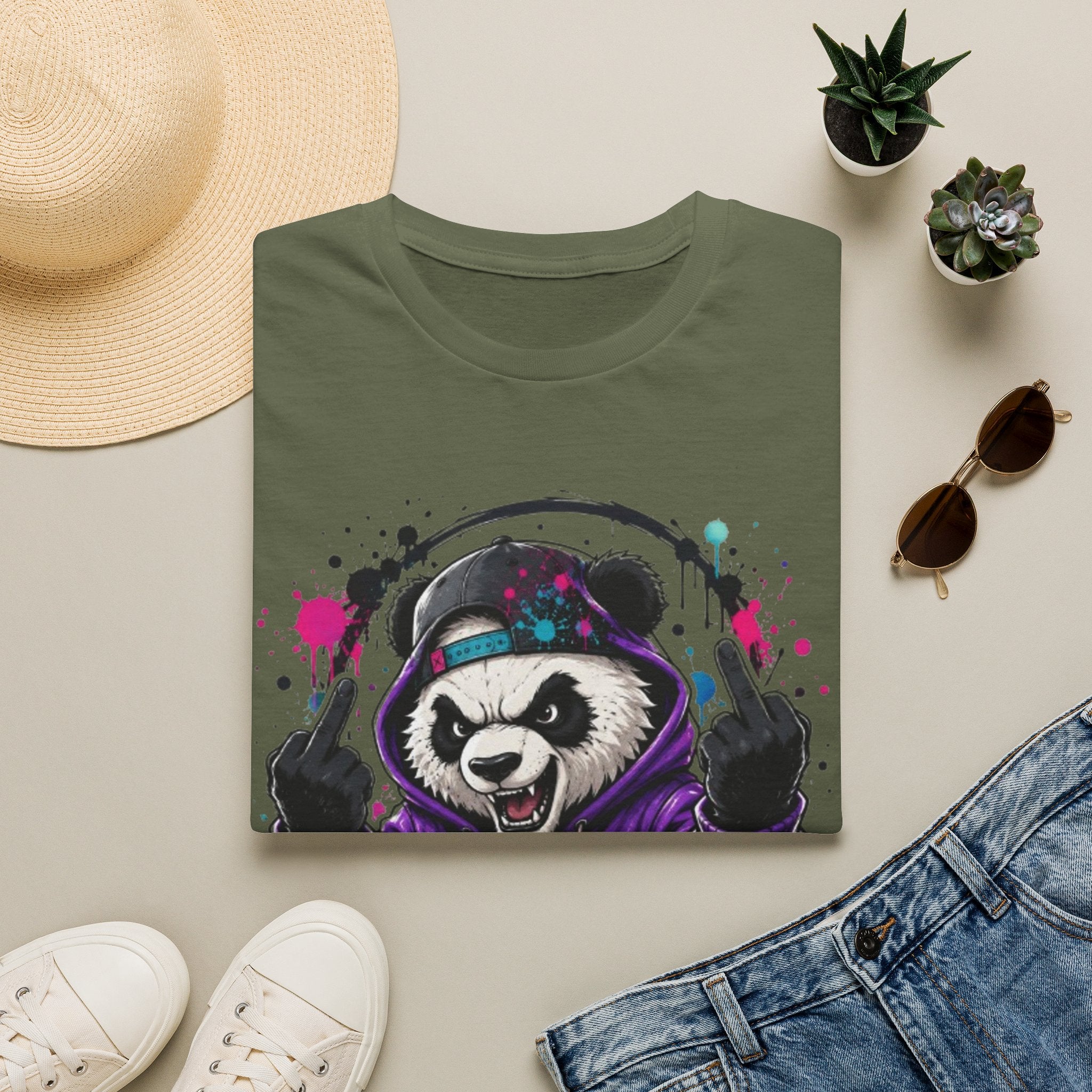 Not Today Panda T-Shirt — Edgy Streetwear Graphic Tee with Headphones