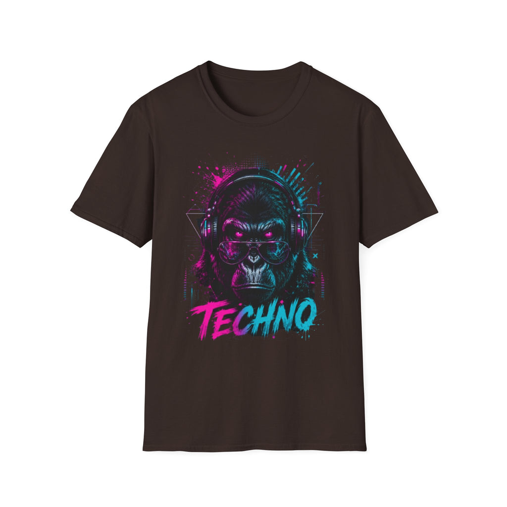Techno Gorilla T‑Shirt — Neon DJ Ape Graphic Tee
