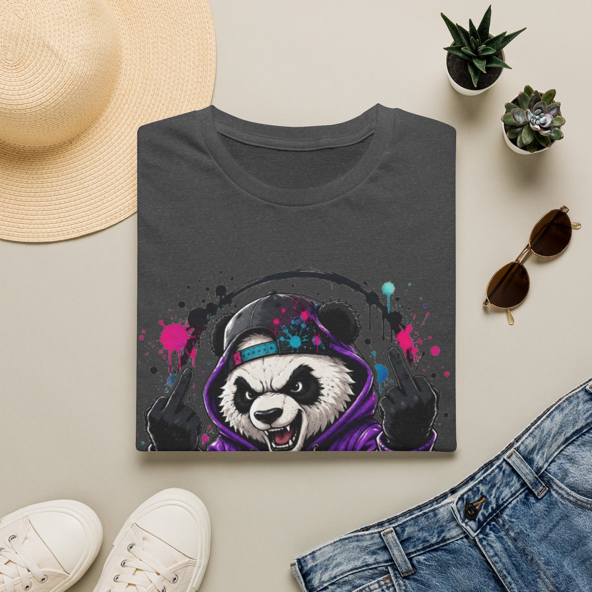 Not Today Panda T-Shirt — Edgy Streetwear Graphic Tee with Headphones