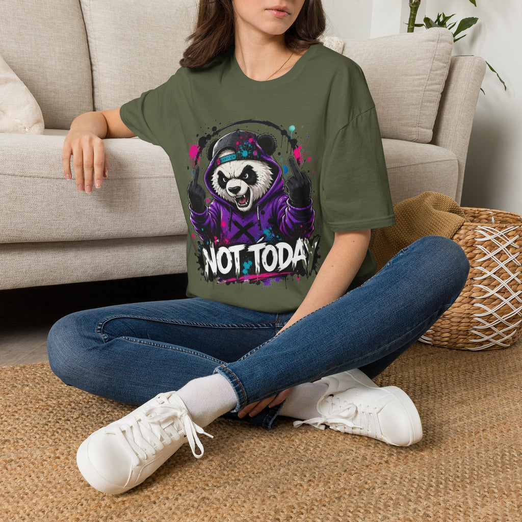 Not Today Panda T-Shirt — Edgy Streetwear Graphic Tee with Headphones