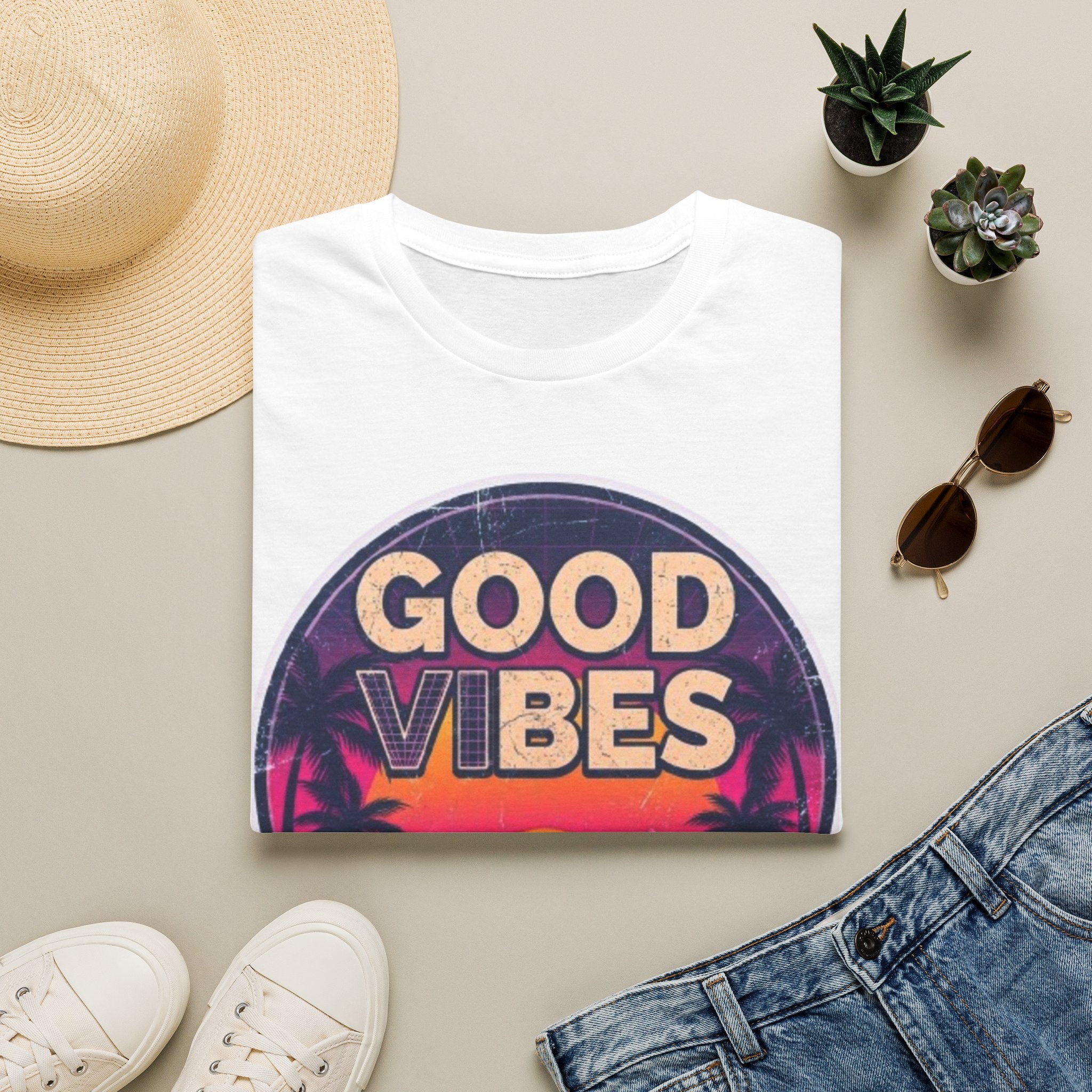 Good Vibes Retro Sunset T‑Shirt