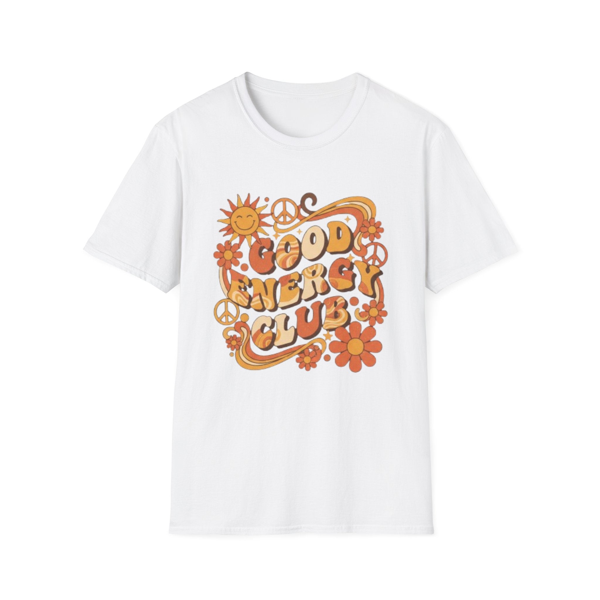 Good Energy Retro Tee — 70s Sunshine Peace Floral Graphic T-Shirt