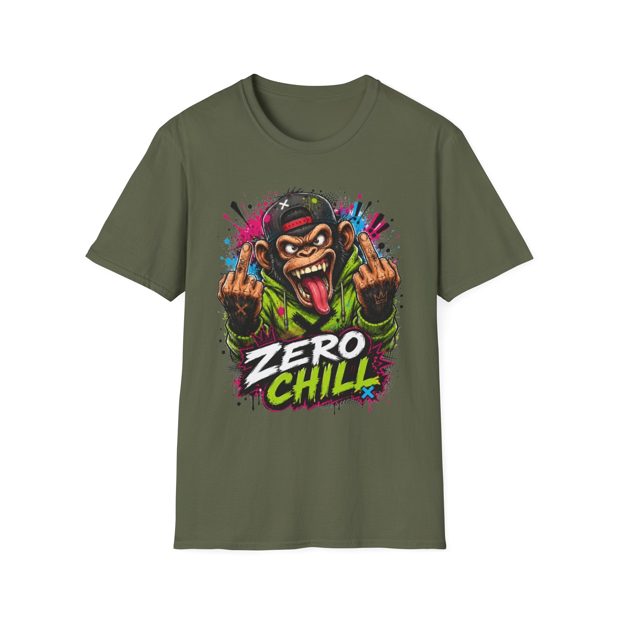 T-Shirt — 'Zero Chill' Angry Monkey Graphic Tee