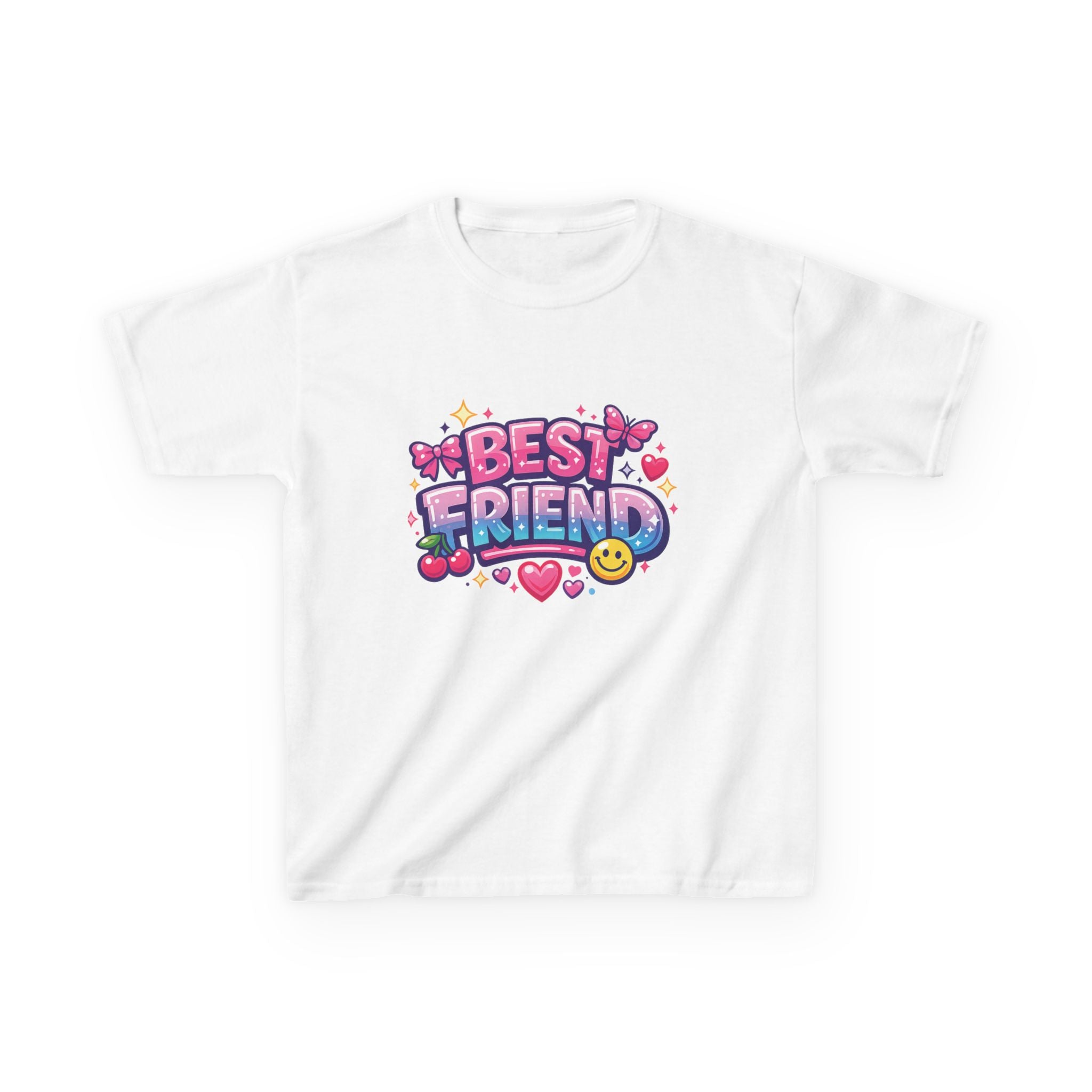 Kids Tee — "Best Friend" Cute Heart & Smile Graphic