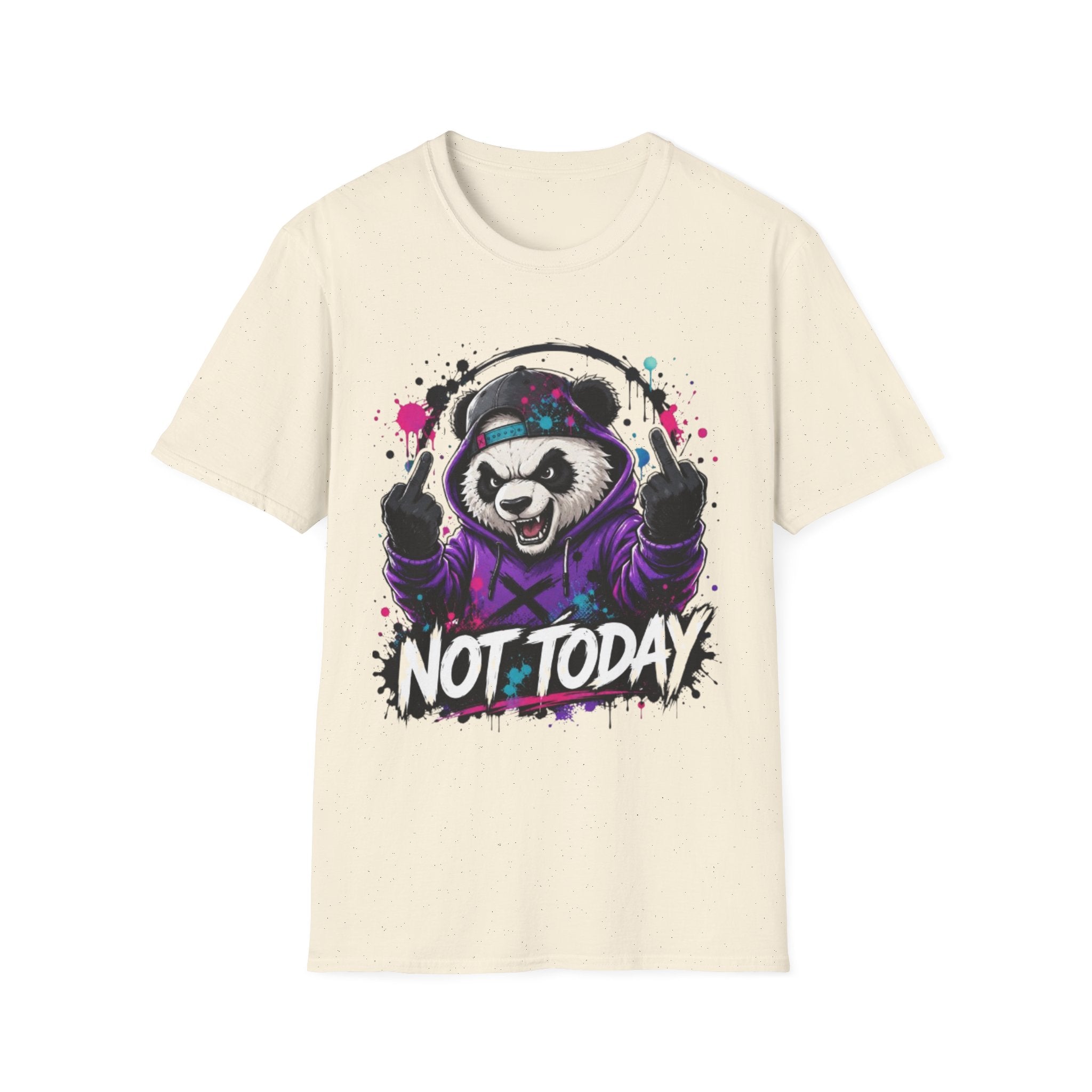 Not Today Panda T-Shirt — Edgy Streetwear Graphic Tee with Headphones