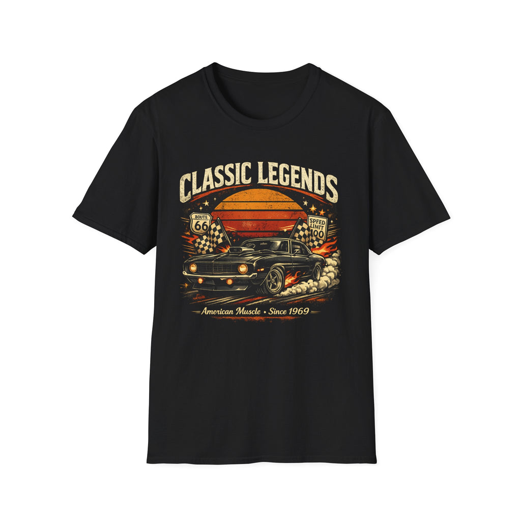 Classic Legends Vintage Car T‑Shirt — Retro Route 66 Muscle Car Design