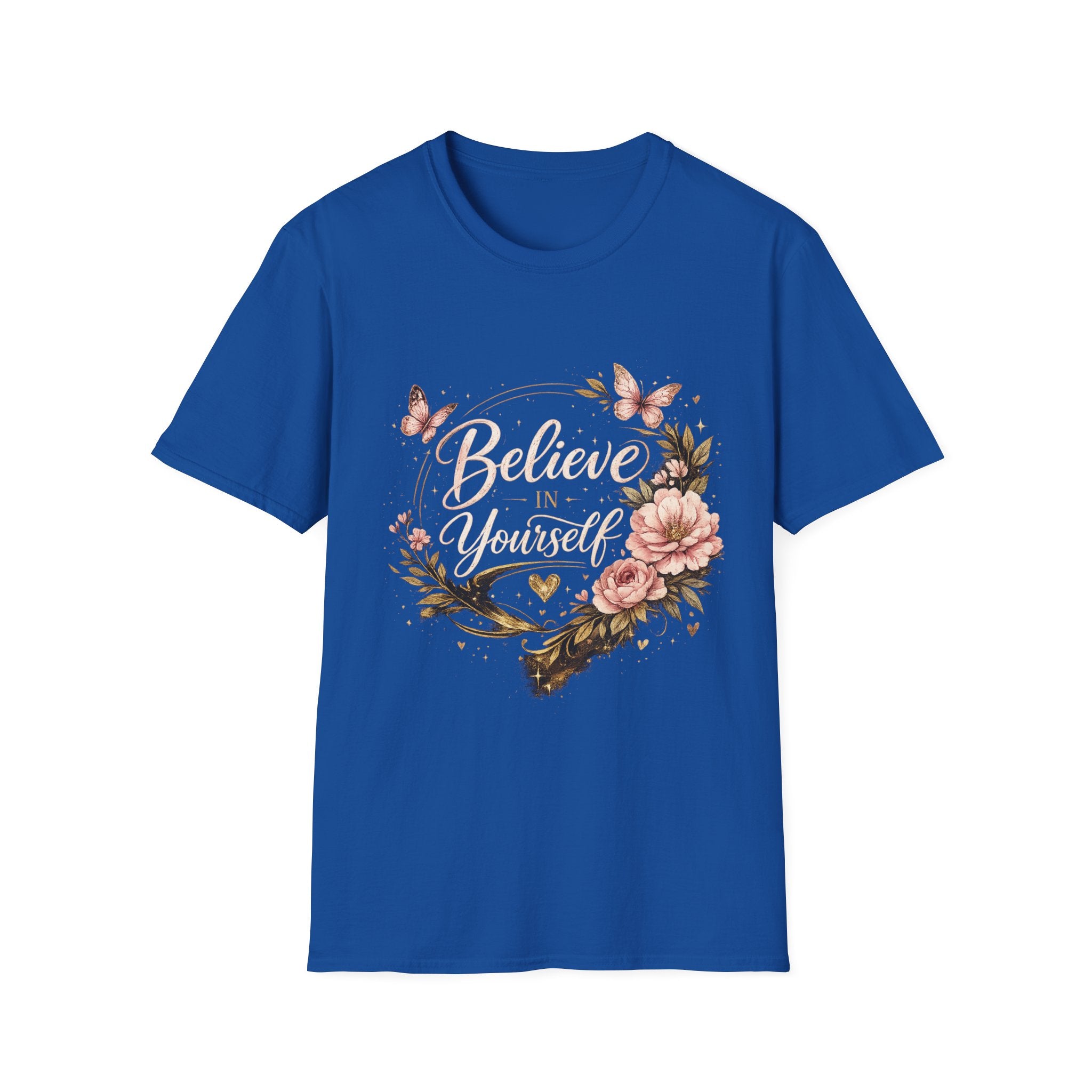 Believe in Yourself Floral T-Shirt — Inspirational Butterfly Graphic Tee