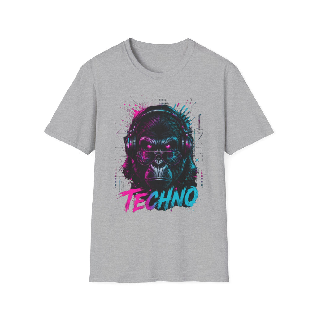 Techno Gorilla T‑Shirt — Neon DJ Ape Graphic Tee