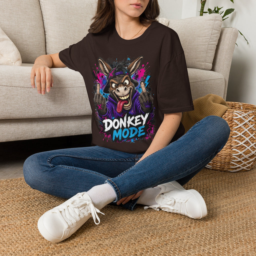 Donkey Mode Graphic T‑Shirt — Funny Donkey Face Streetwear Tee