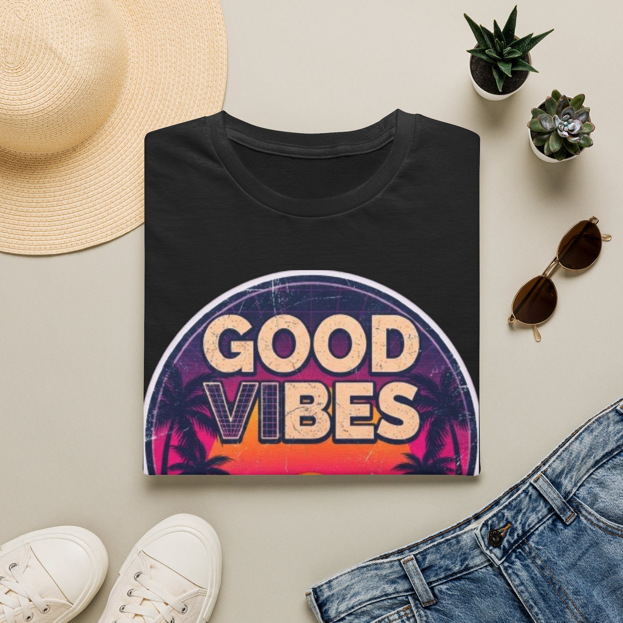 Good Vibes Retro Sunset T‑Shirt