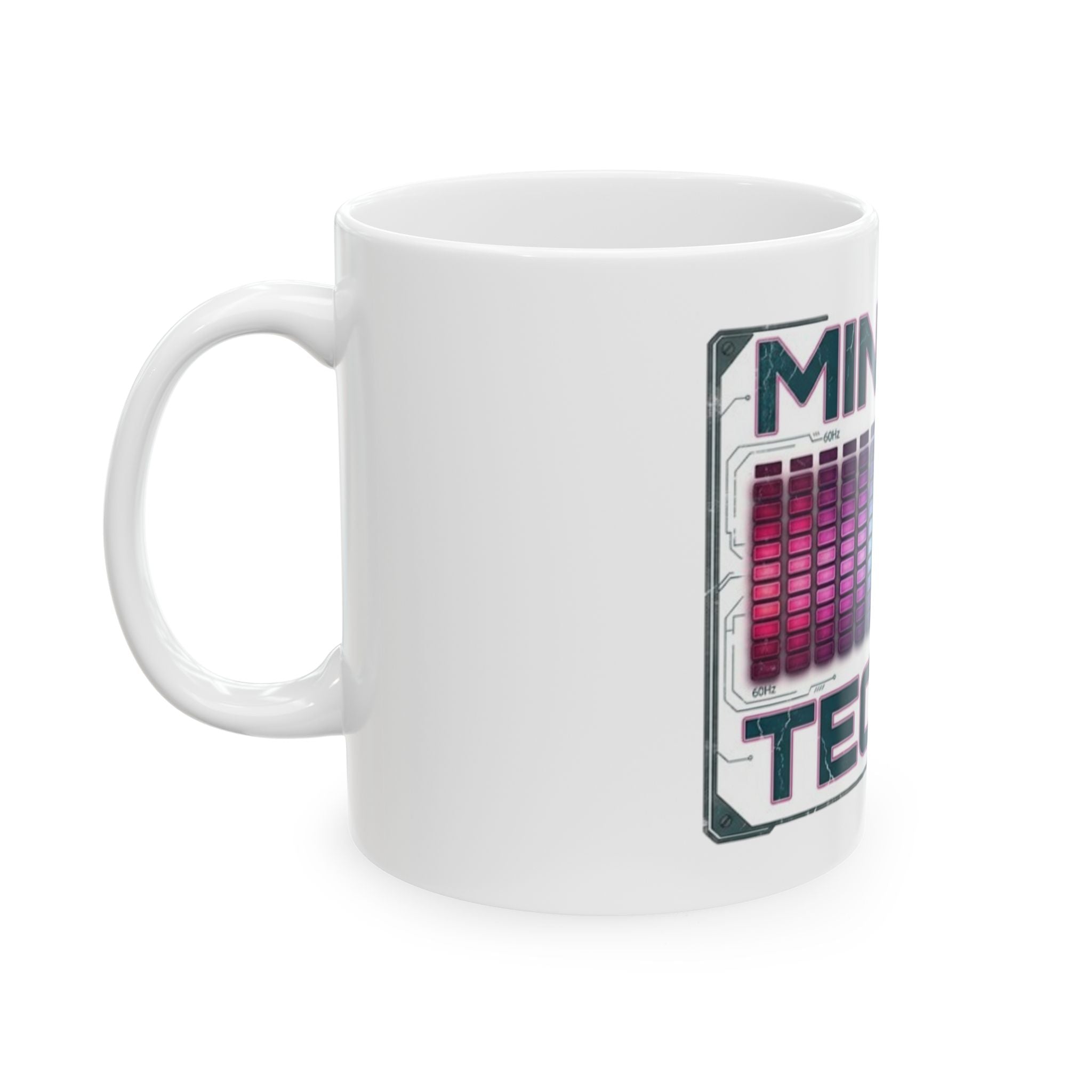 Minimal Techno Ceramic Mug — Colorful Equalizer DJ Coffee Cup (11oz, 15oz)