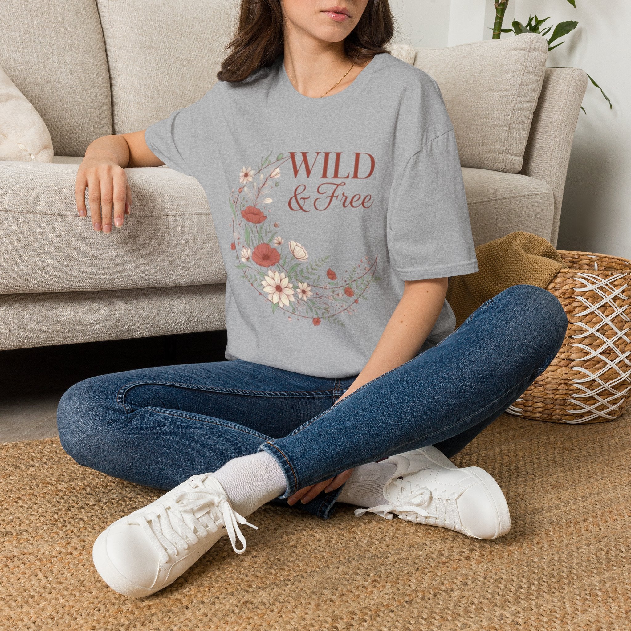 Minimal Floral Chest Tee — 'Be Kind' White T-Shirt