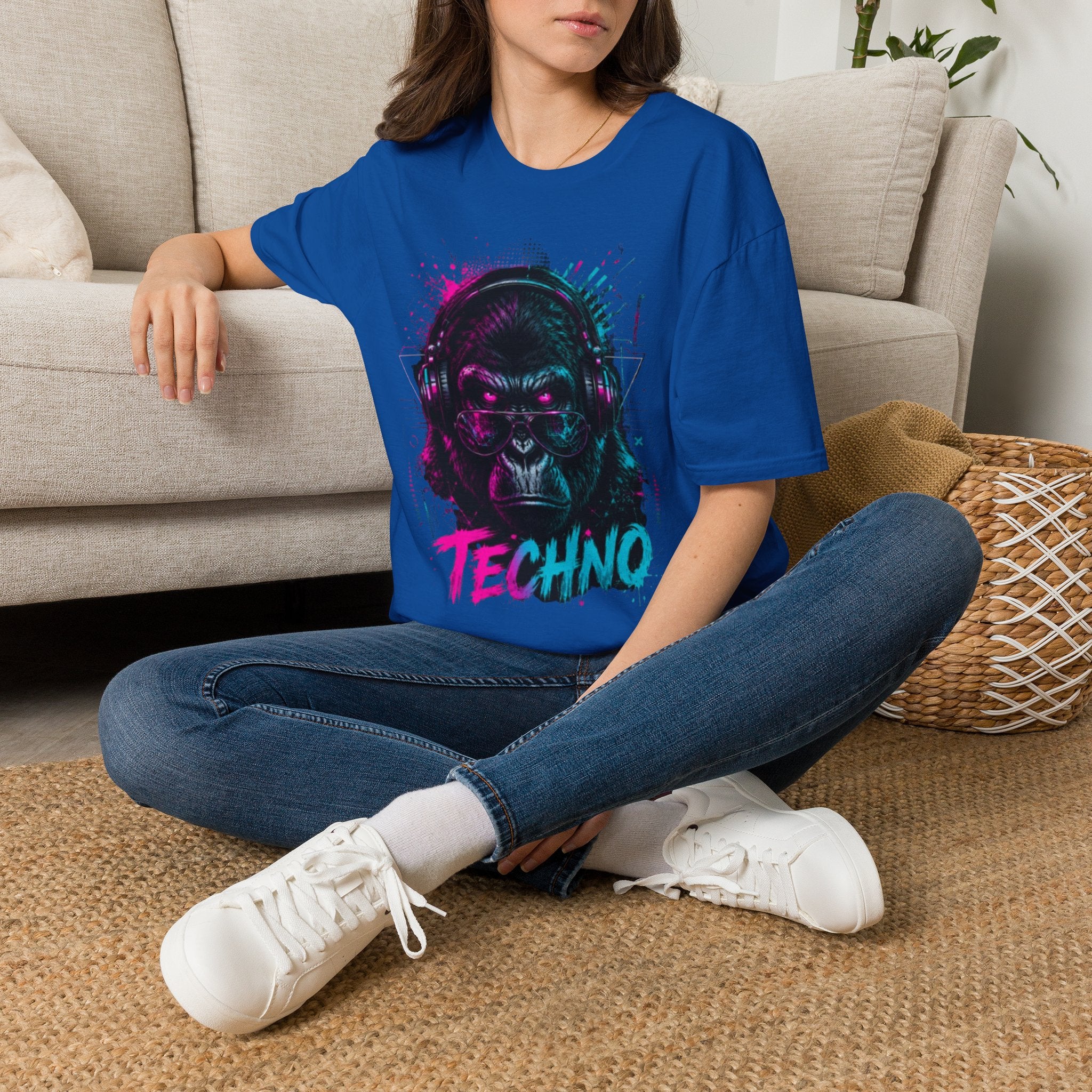 Techno Gorilla T‑Shirt — Neon DJ Ape Graphic Tee
