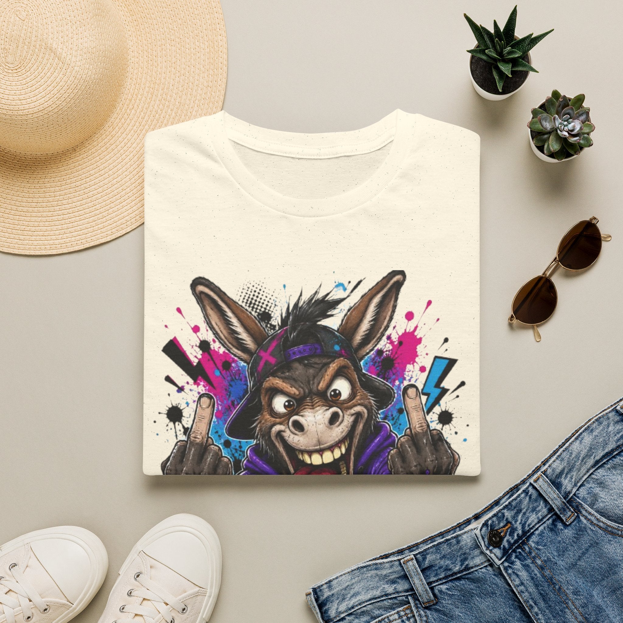 Donkey Mode Graphic T‑Shirt — Funny Donkey Face Streetwear Tee