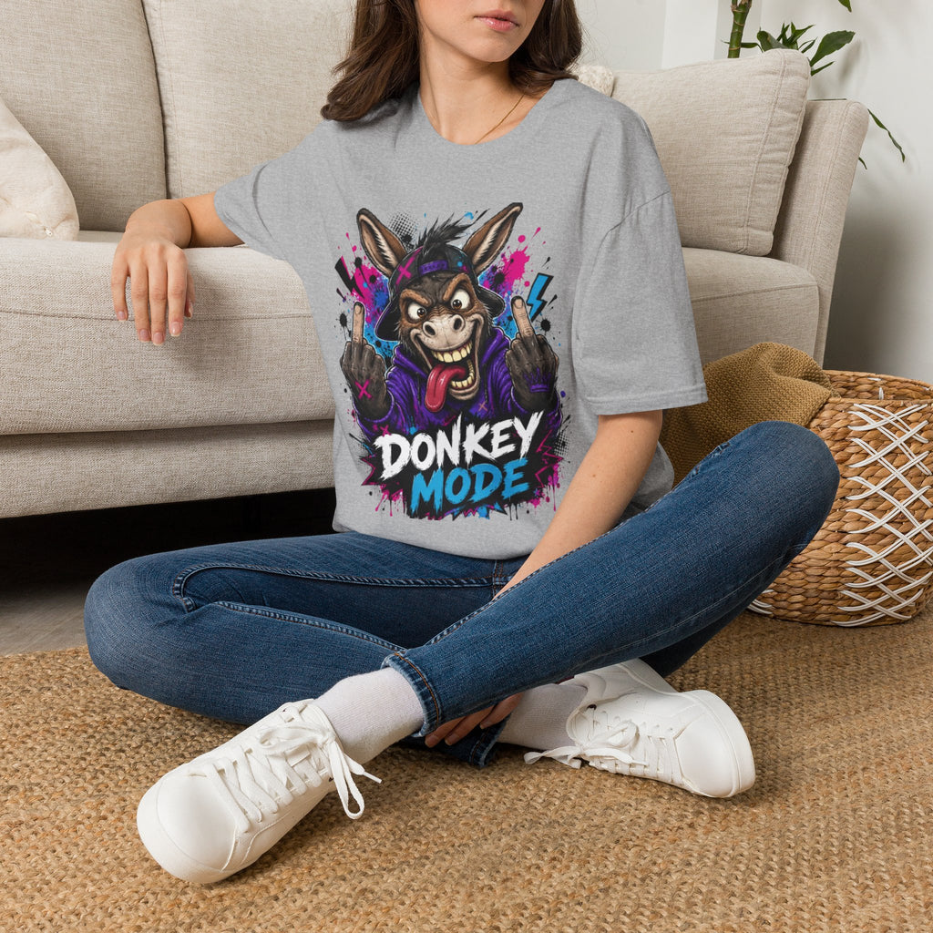 Donkey Mode Graphic T‑Shirt — Funny Donkey Face Streetwear Tee