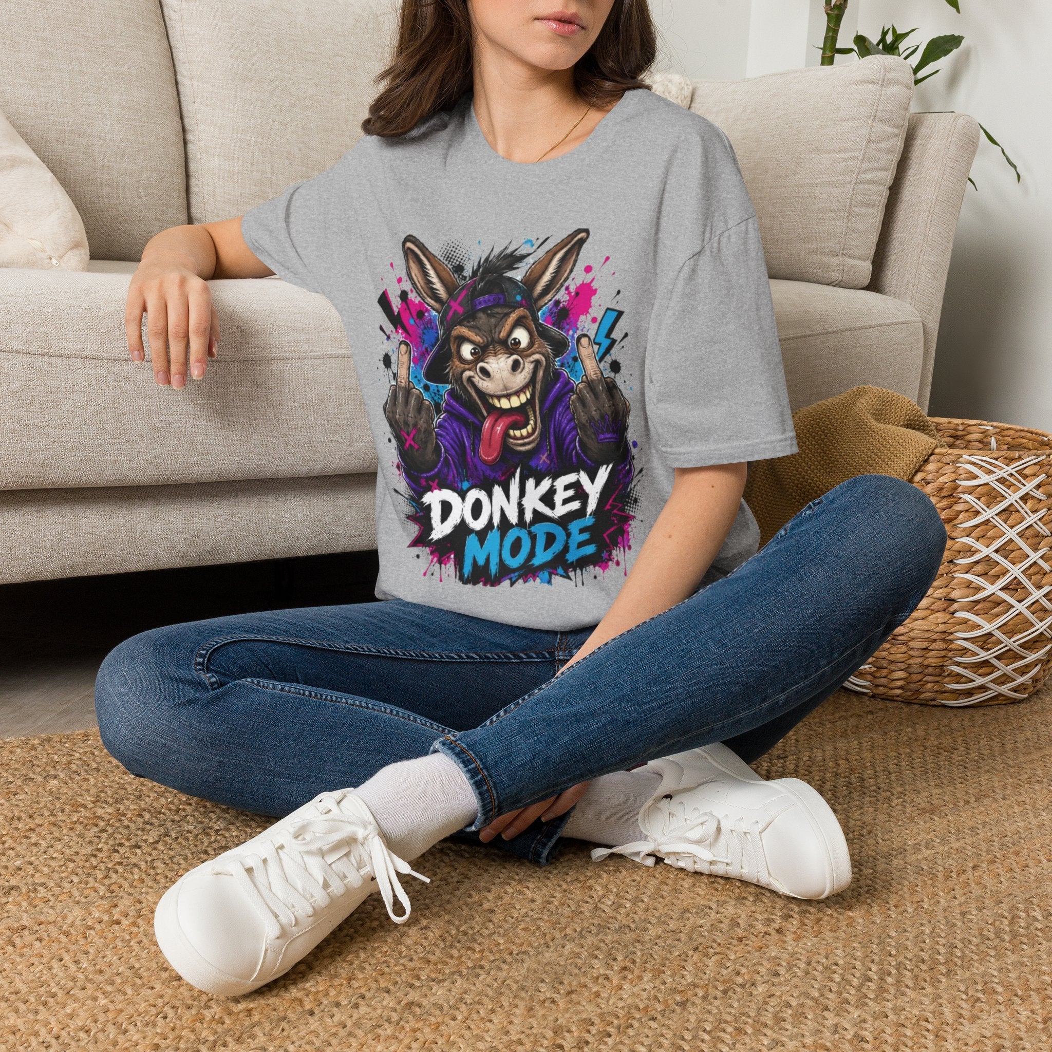 Donkey Mode Graphic T‑Shirt — Funny Donkey Face Streetwear Tee