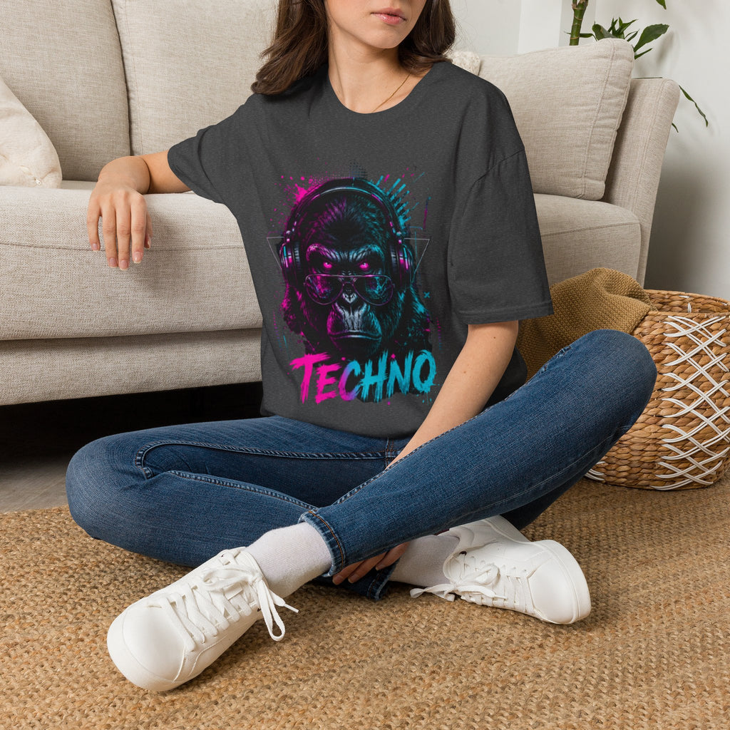 Techno Gorilla T‑Shirt — Neon DJ Ape Graphic Tee