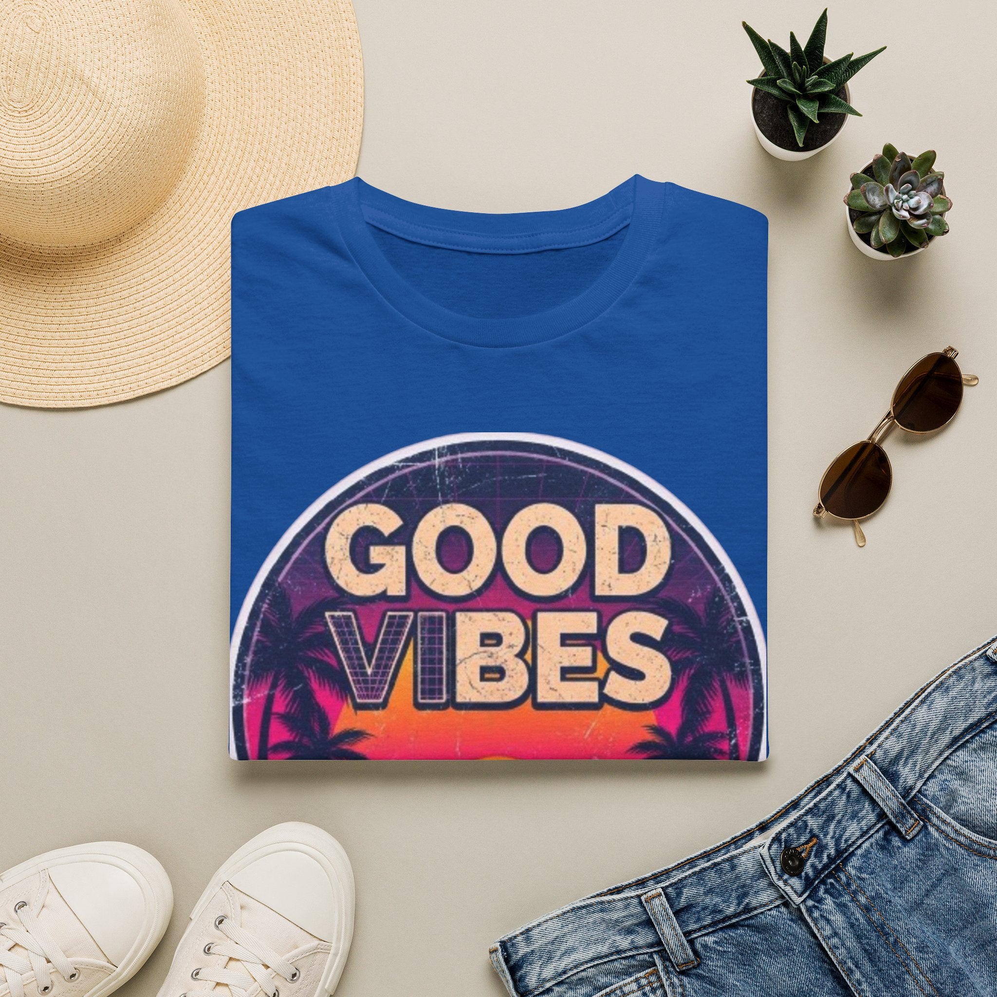 Good Vibes Retro Sunset T‑Shirt