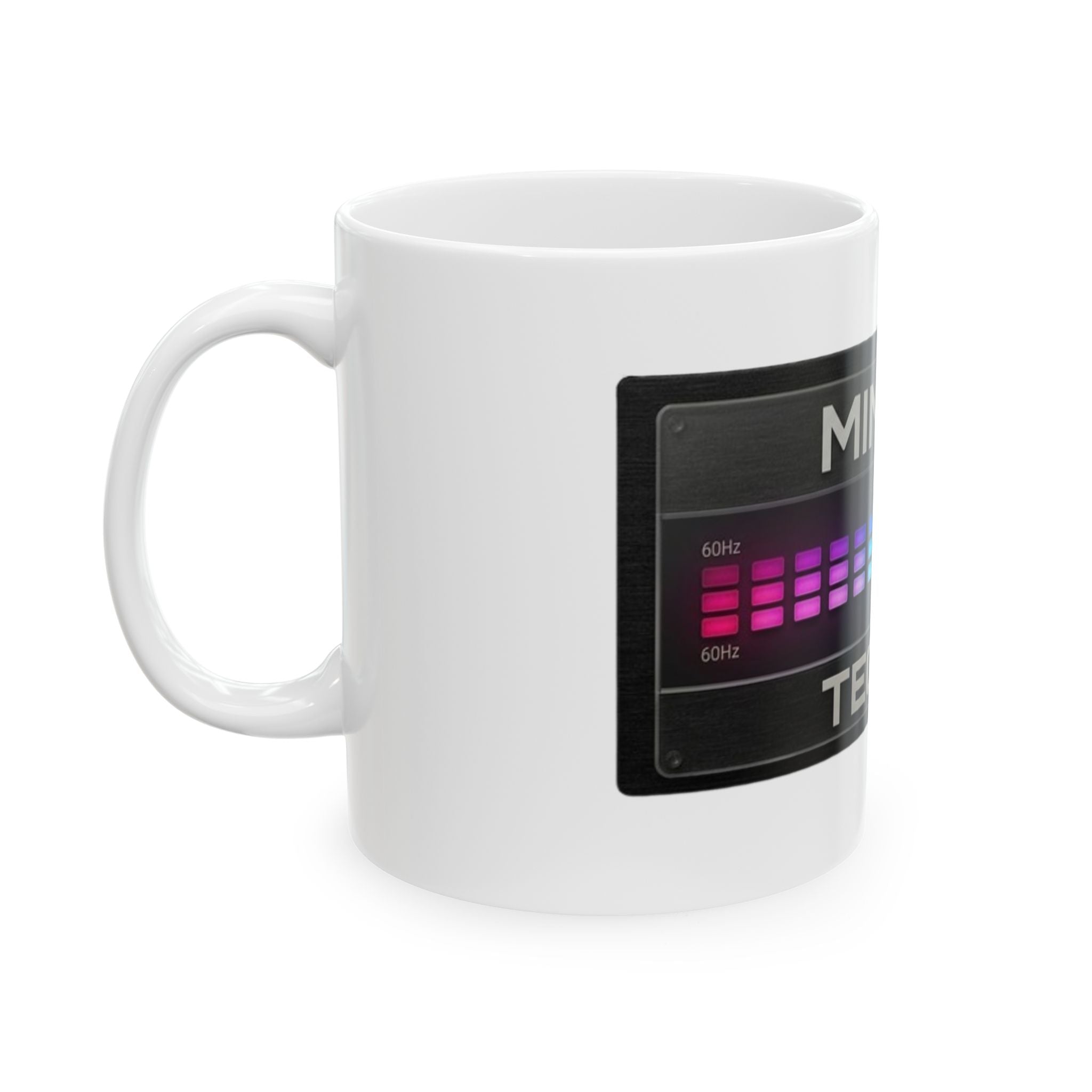 Minimal Techno Ceramic Mug – Color Equalizer Music Lover Coffee Cup (11oz & 15oz)