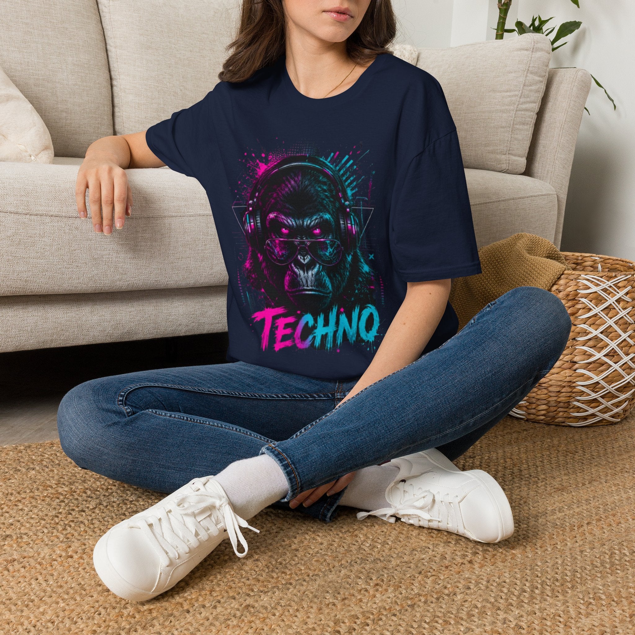 Techno Gorilla T‑Shirt — Neon DJ Ape Graphic Tee