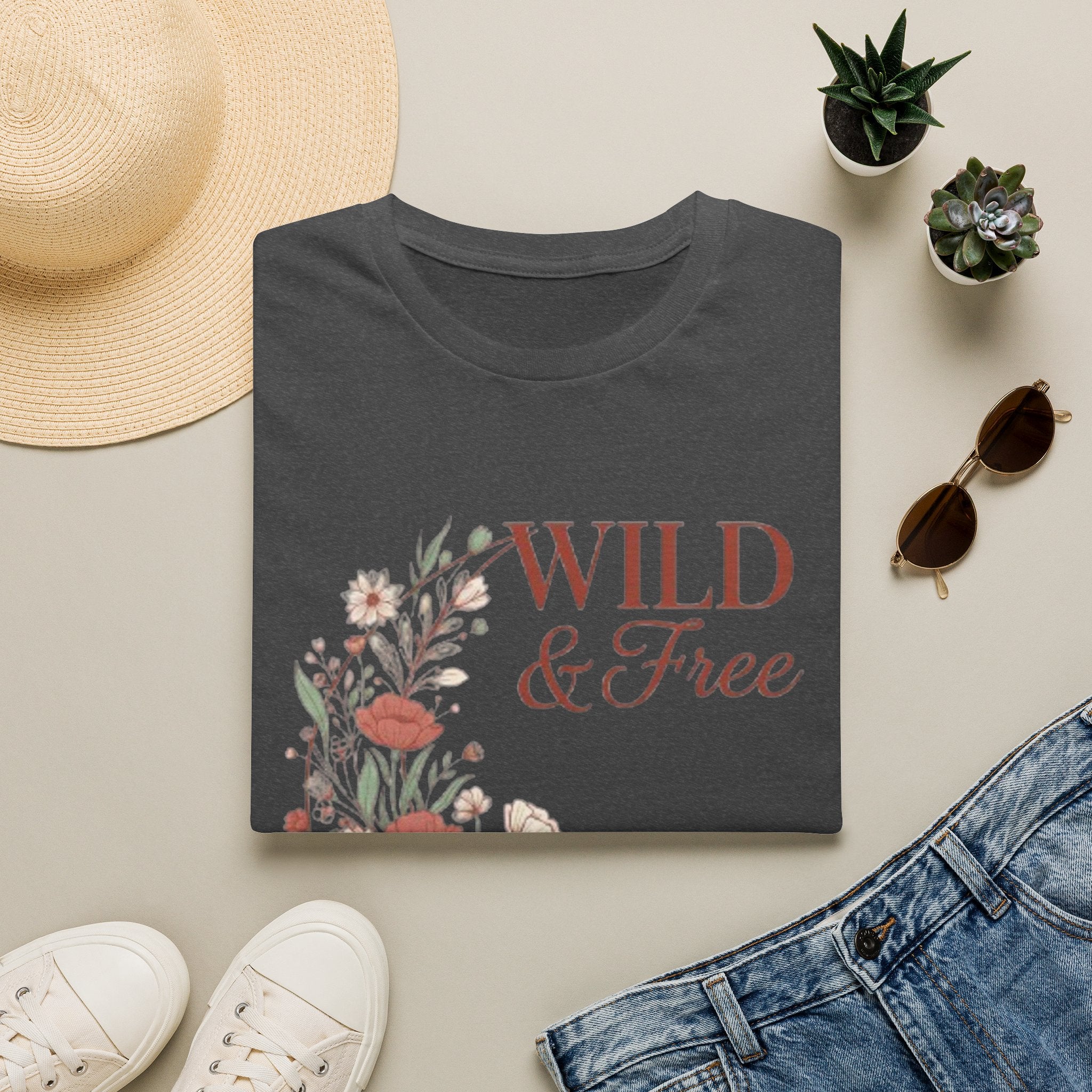 Minimal Floral Chest Tee — 'Be Kind' White T-Shirt