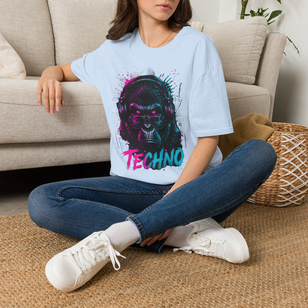 Techno Gorilla T‑Shirt — Neon DJ Ape Graphic Tee