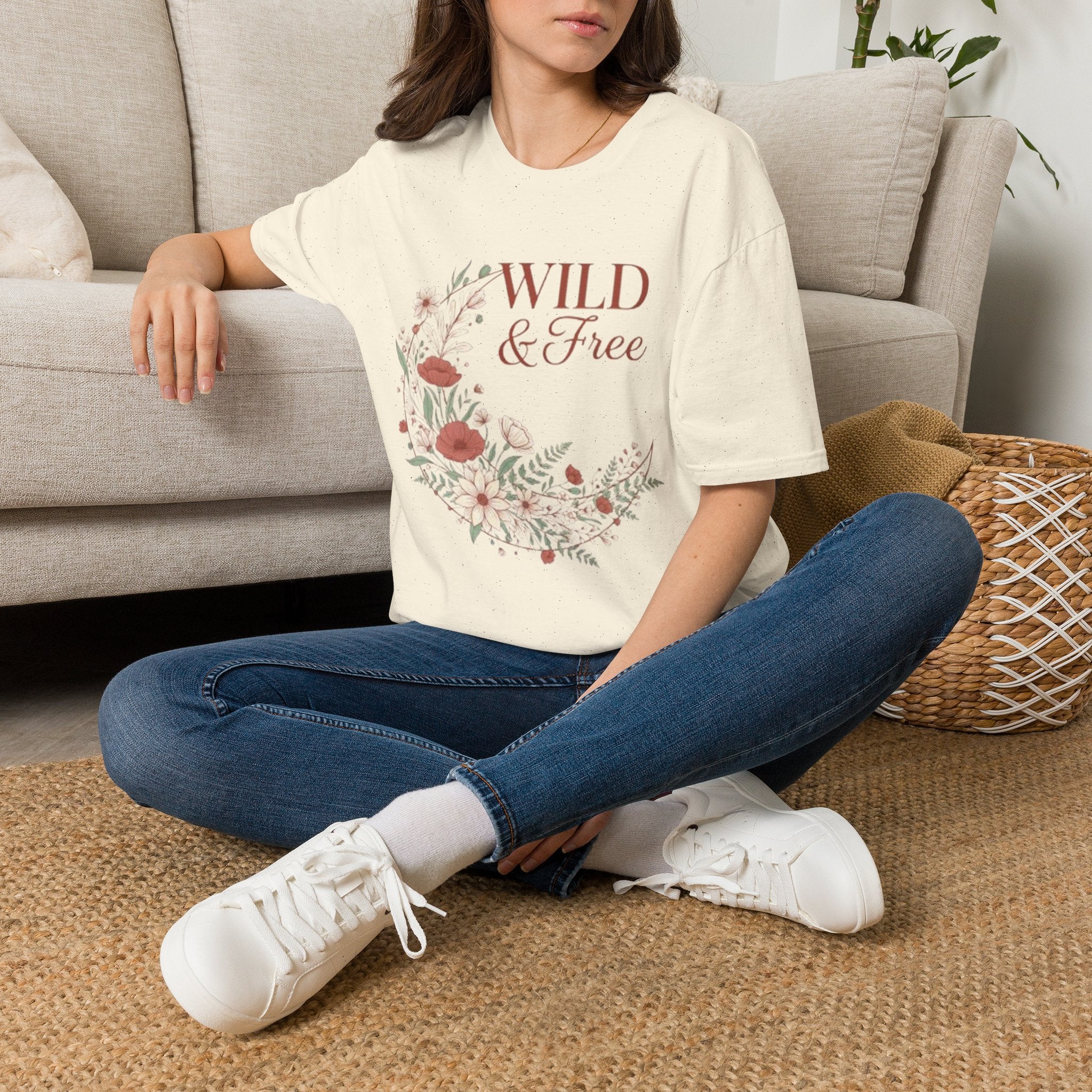 Minimal Floral Chest Tee — 'Be Kind' White T-Shirt