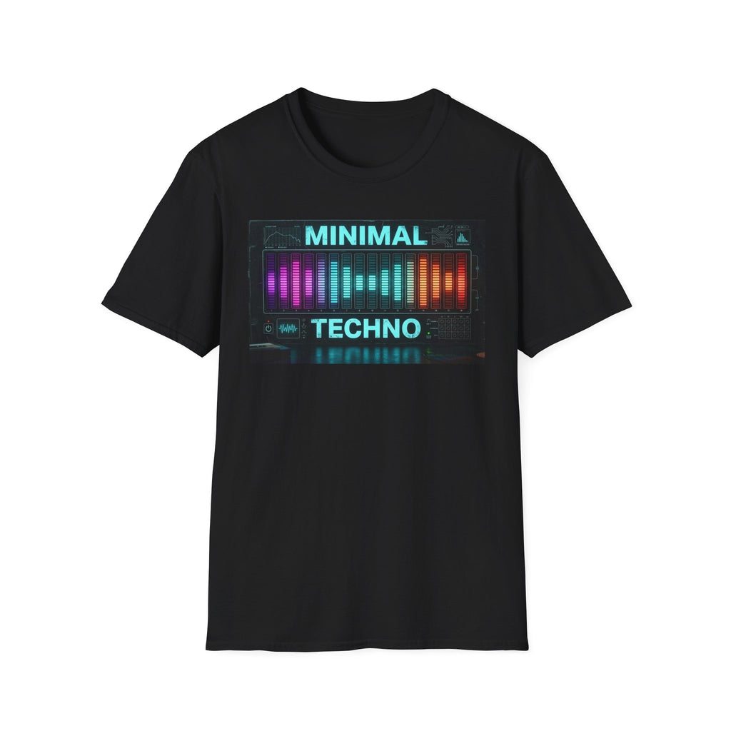 Minimal Techno T-Shirt — Retro Neon Equalizer Electronic Music Tee