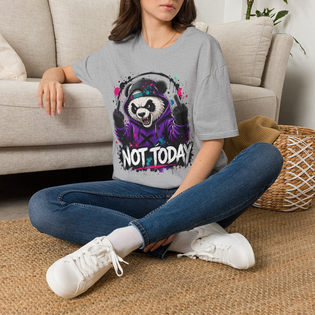 Not Today Panda T-Shirt — Edgy Streetwear Graphic Tee with Headphones