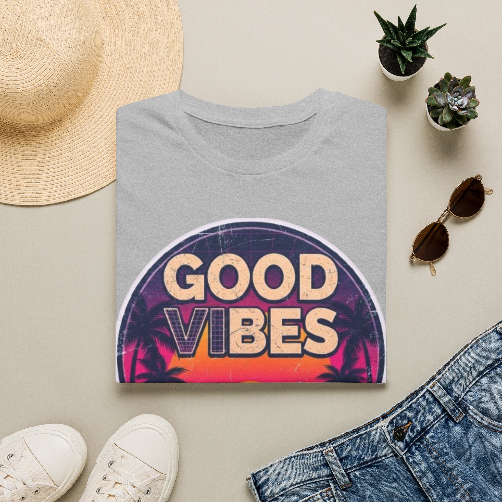 Good Vibes Retro Sunset T‑Shirt