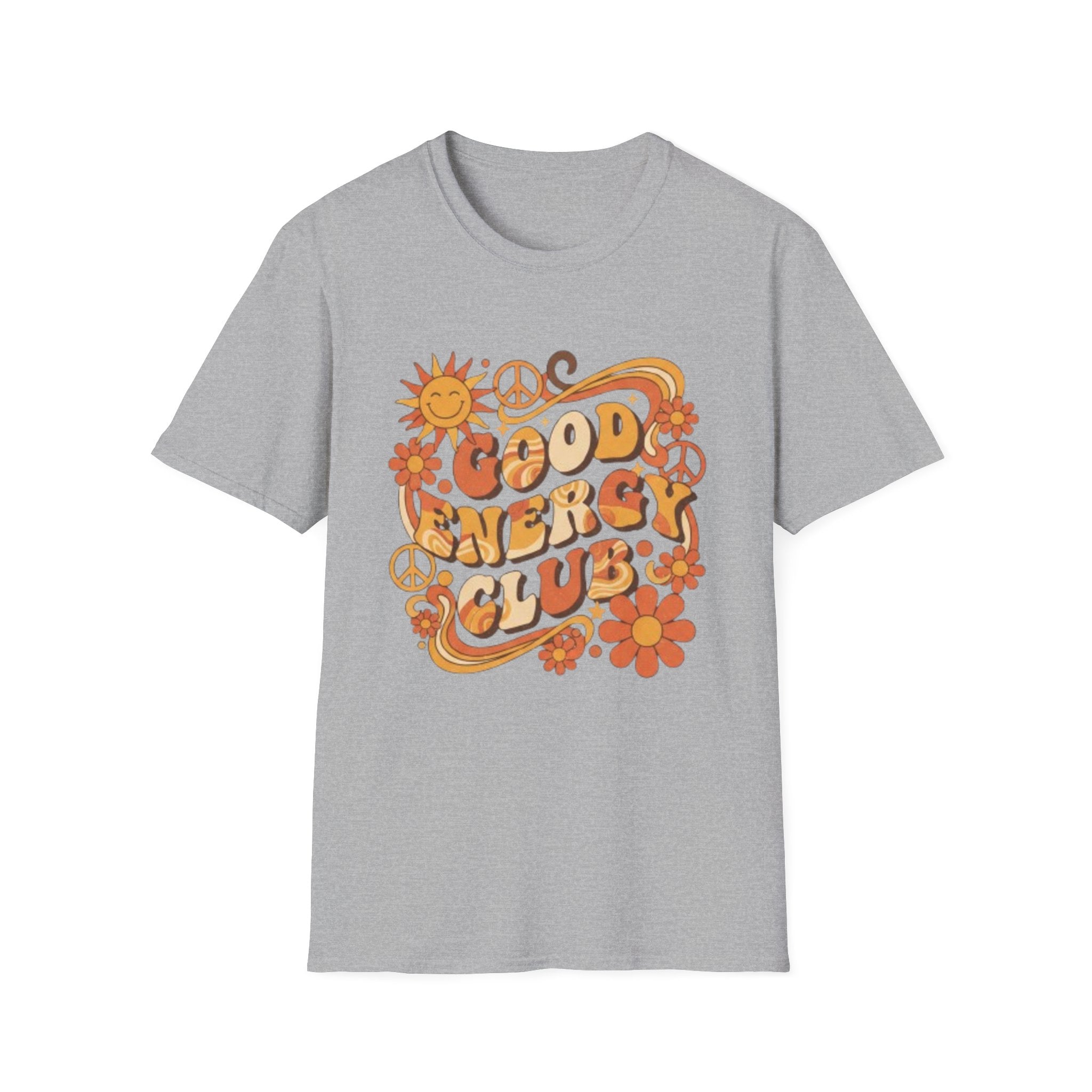 Good Energy Retro Tee — 70s Sunshine Peace Floral Graphic T-Shirt