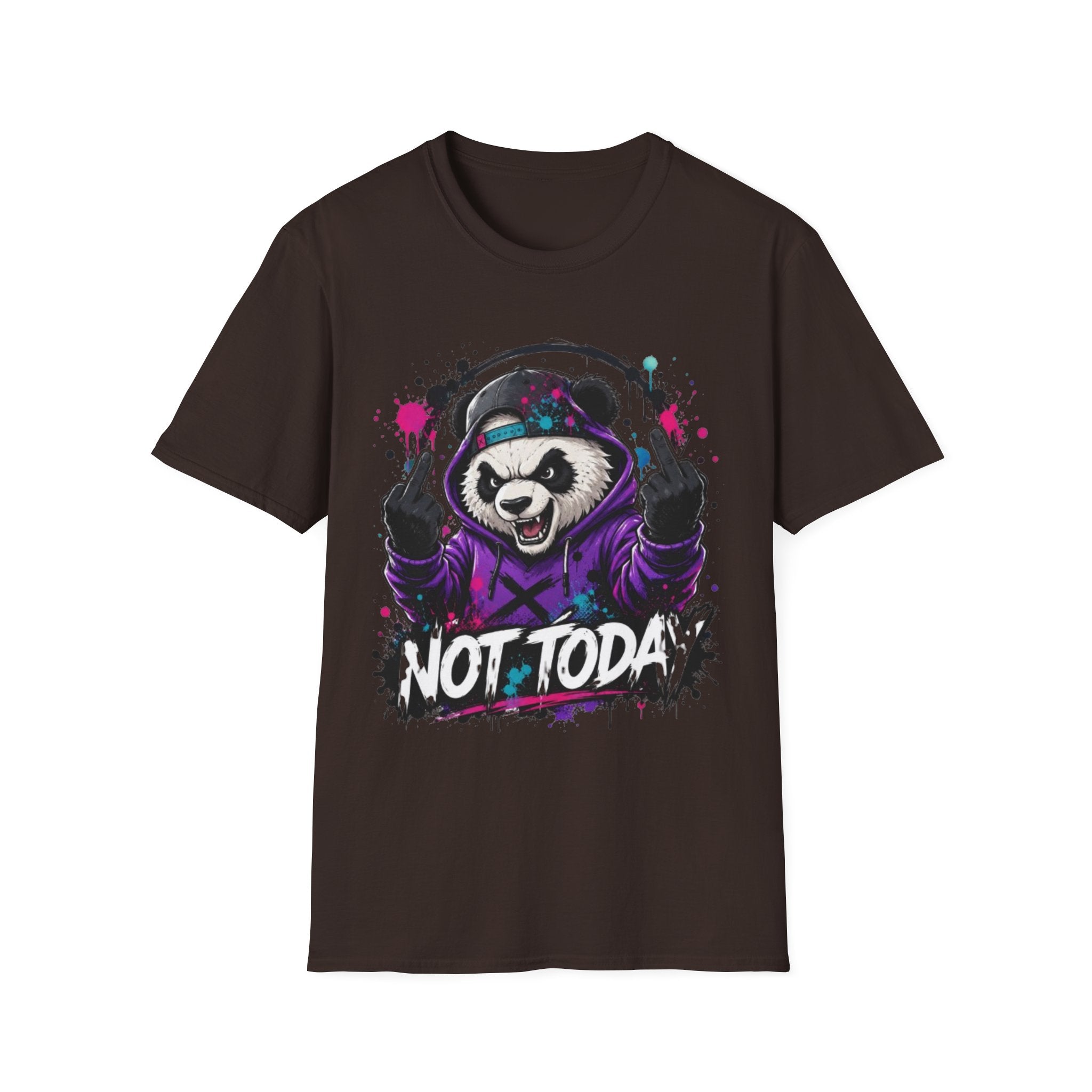 Not Today Panda T-Shirt — Edgy Streetwear Graphic Tee with Headphones