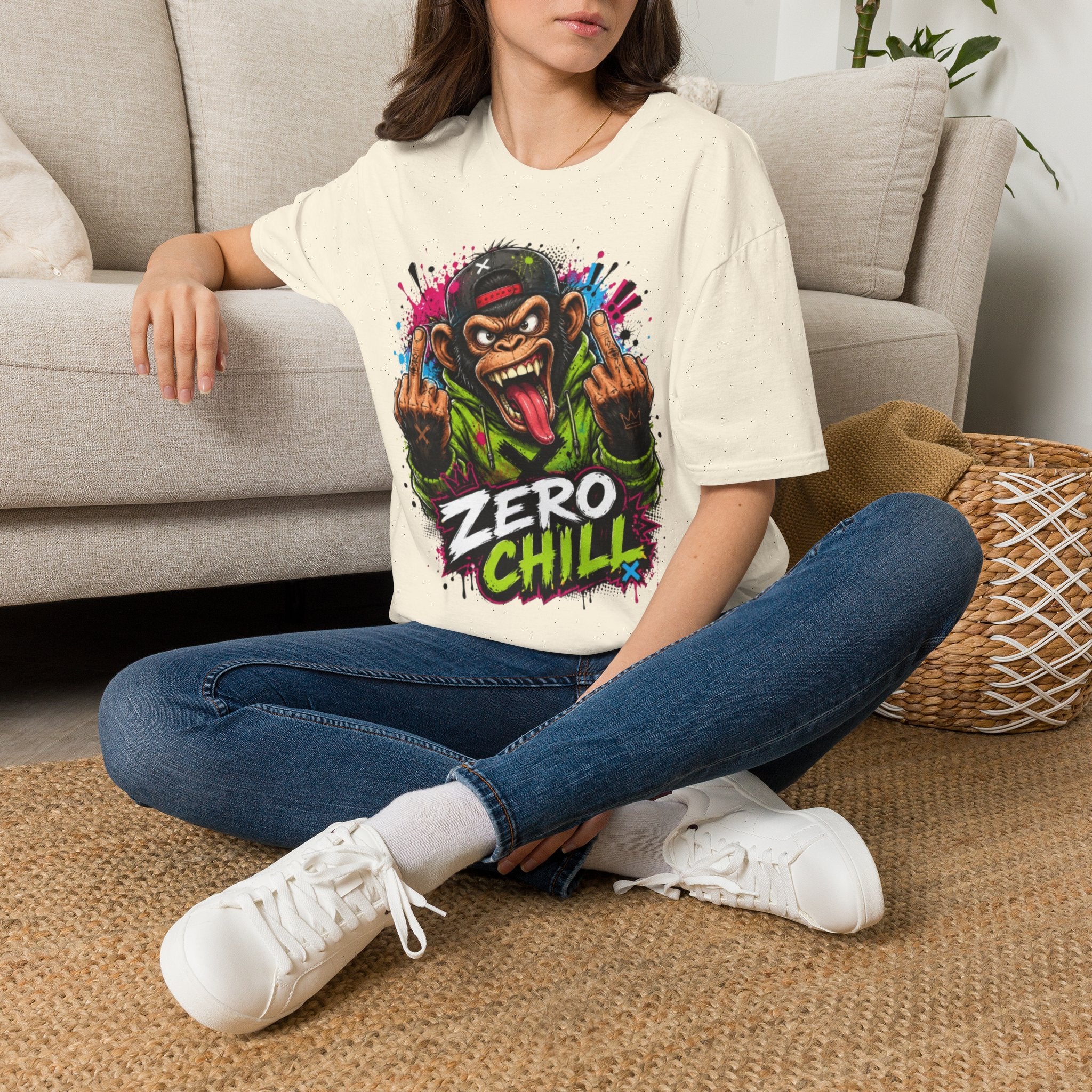 T-Shirt — 'Zero Chill' Angry Monkey Graphic Tee