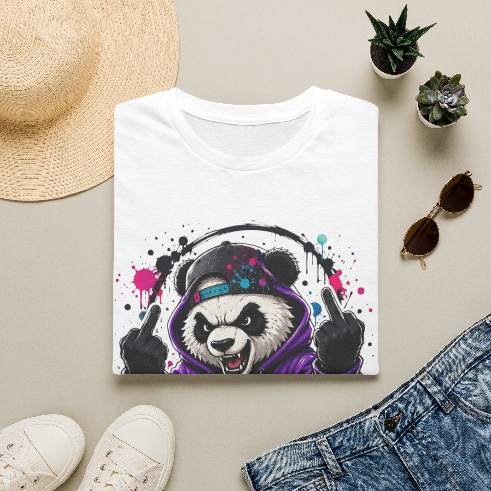 Not Today Panda T-Shirt — Edgy Streetwear Graphic Tee with Headphones