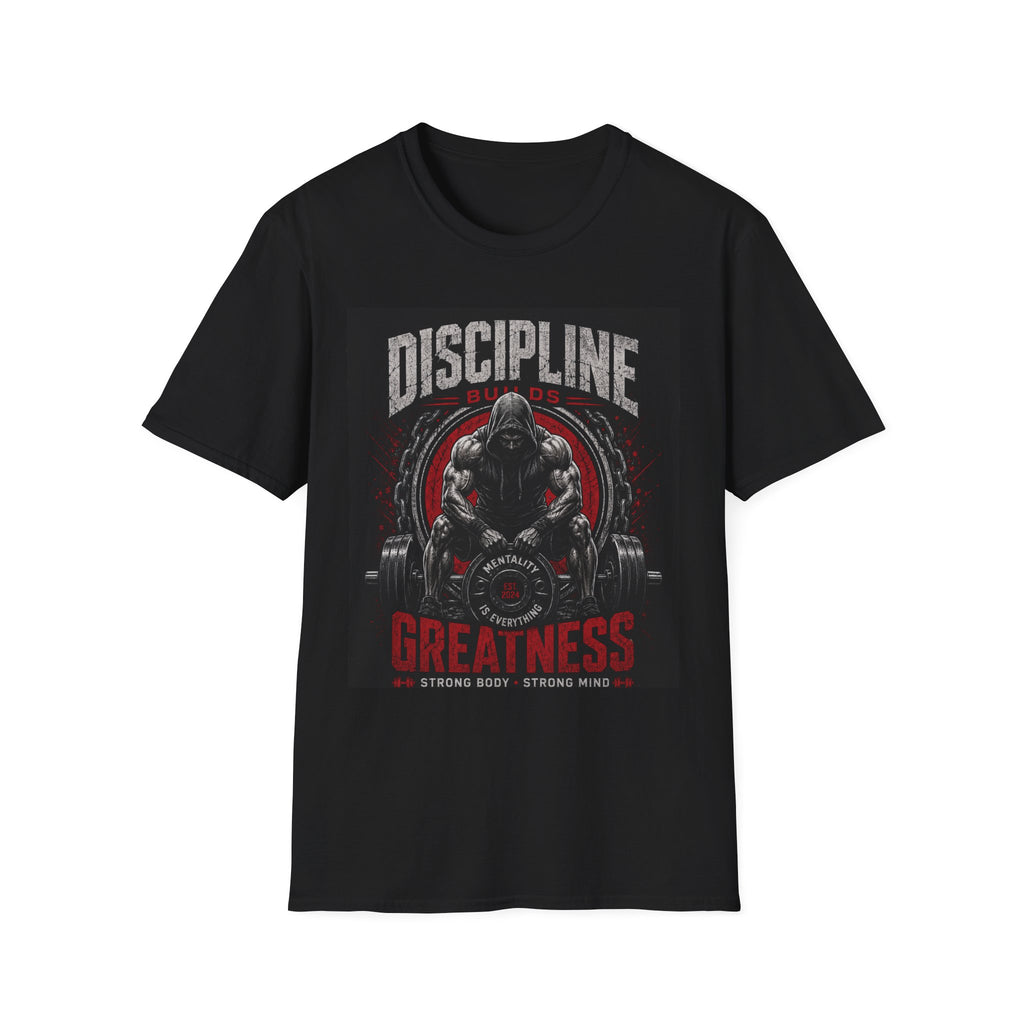Discipline Builds Greatness T-Shirt — Motivational Gym Workout Tee