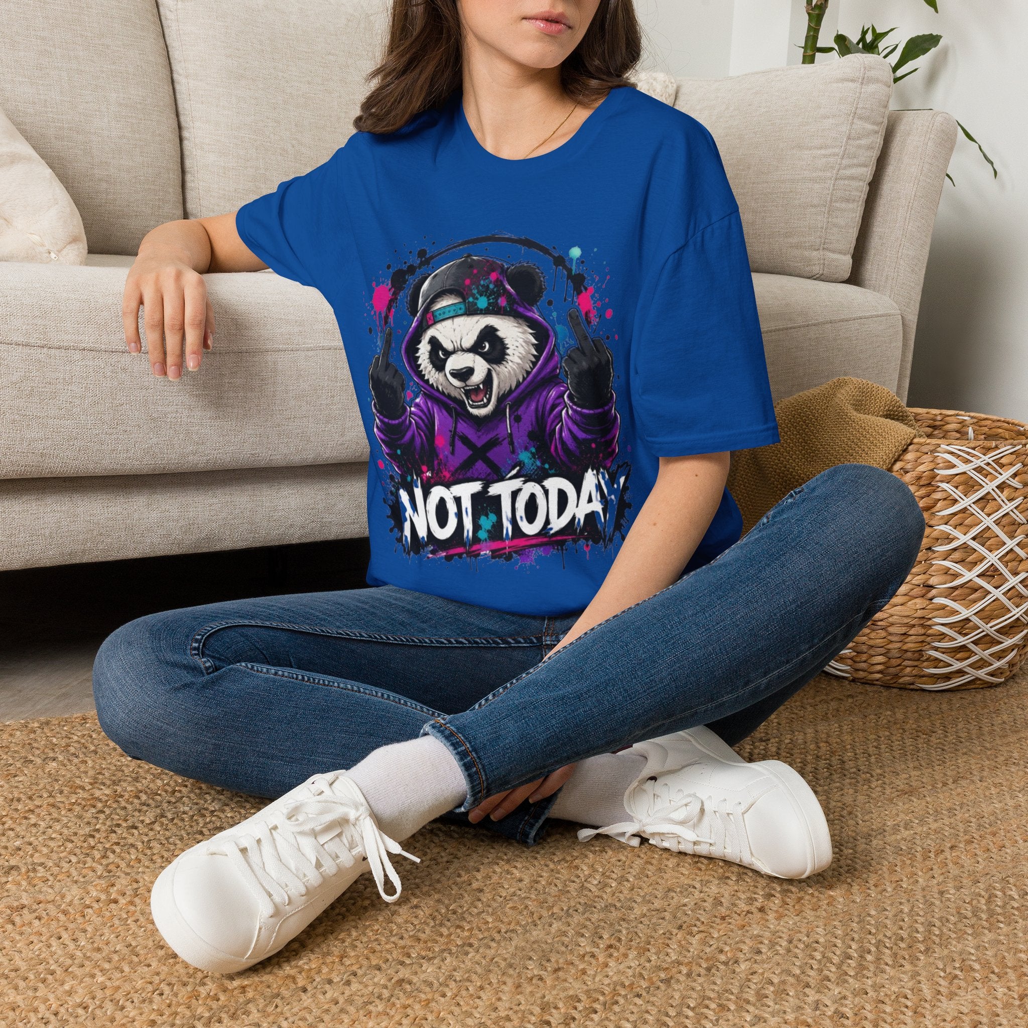 Not Today Panda T-Shirt — Edgy Streetwear Graphic Tee with Headphones