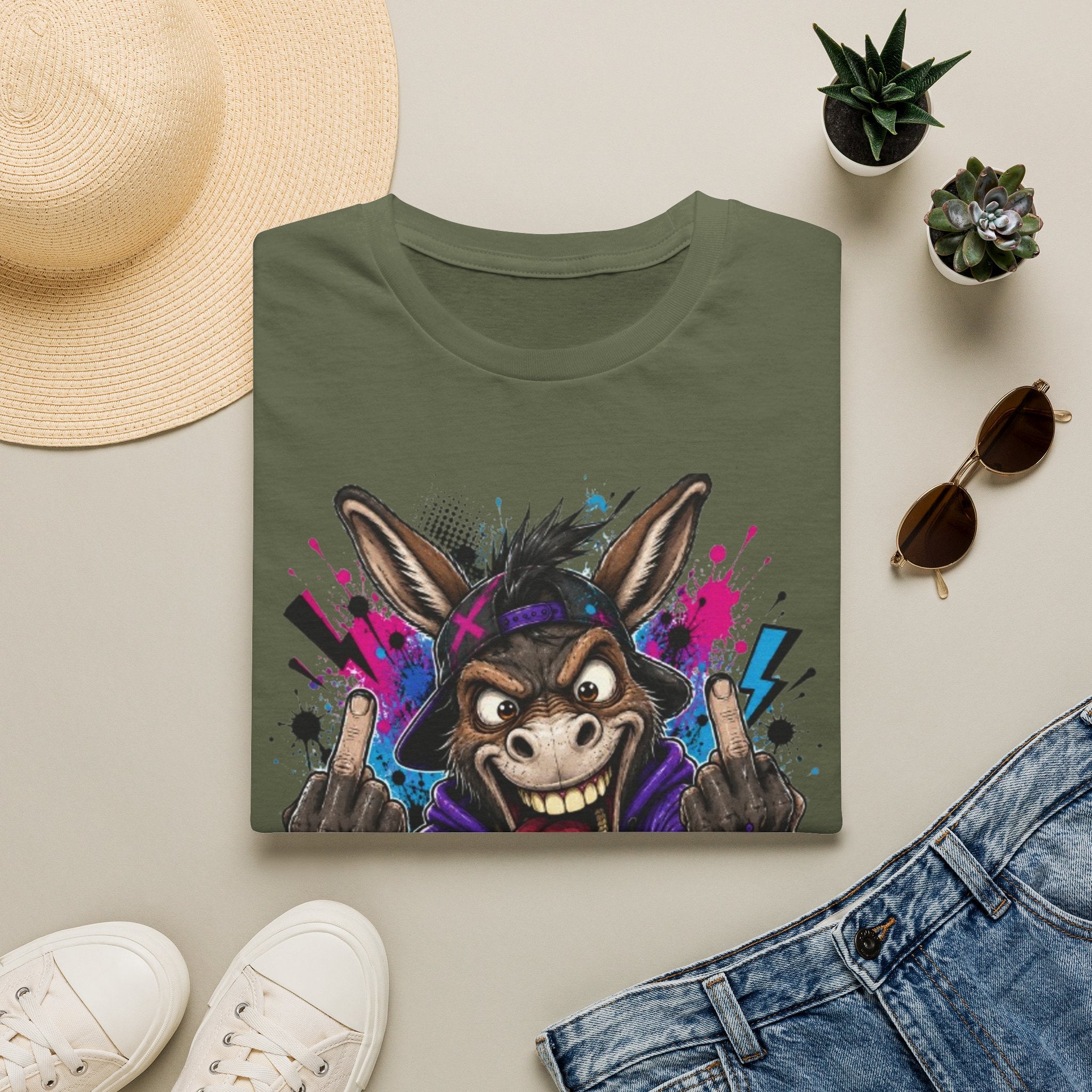 Donkey Mode Graphic T‑Shirt — Funny Donkey Face Streetwear Tee