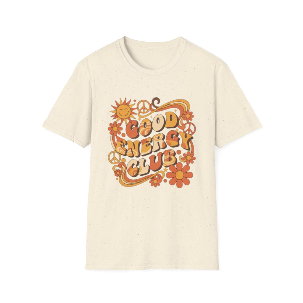 Good Energy Retro Tee — 70s Sunshine Peace Floral Graphic T-Shirt