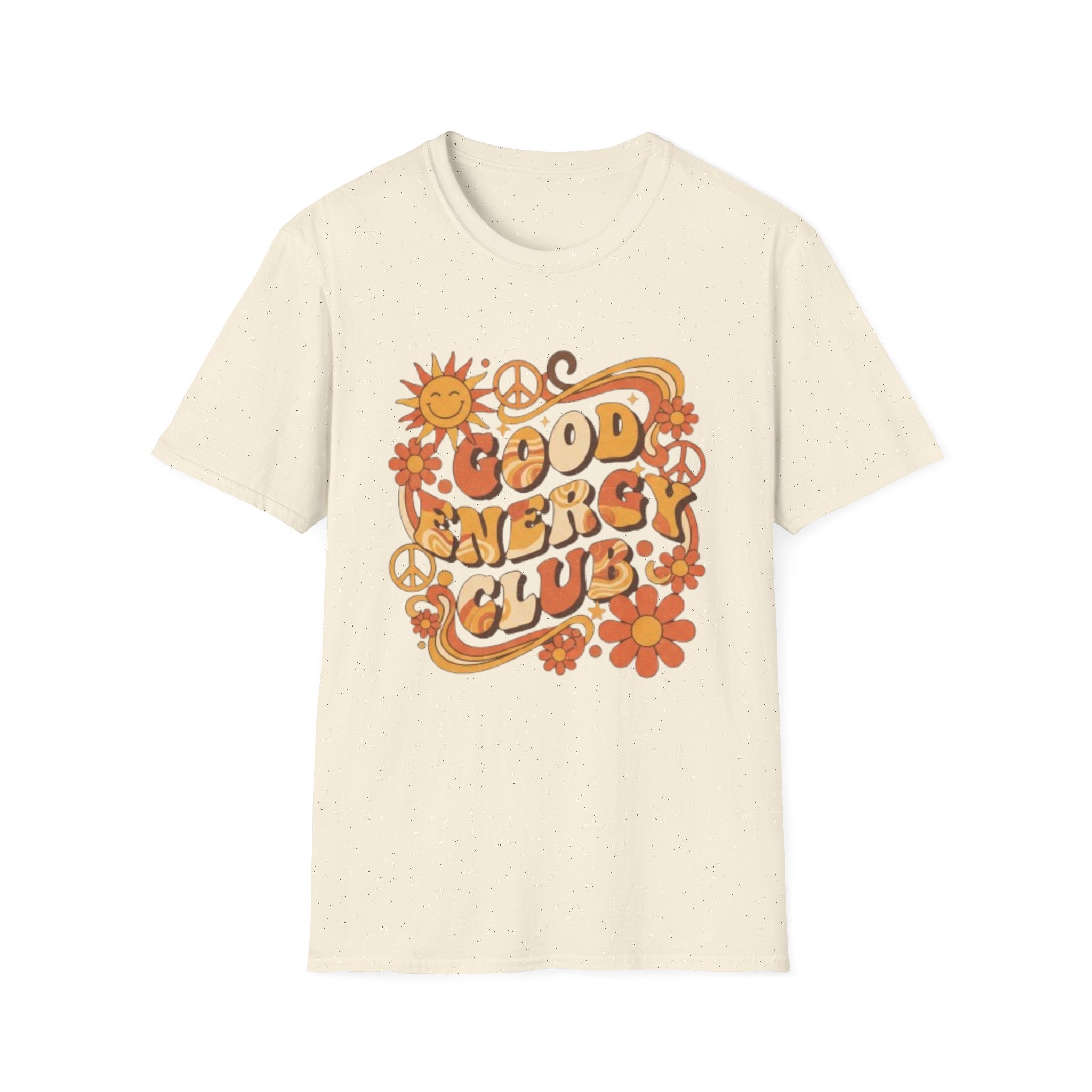 Good Energy Retro Tee — 70s Sunshine Peace Floral Graphic T-Shirt