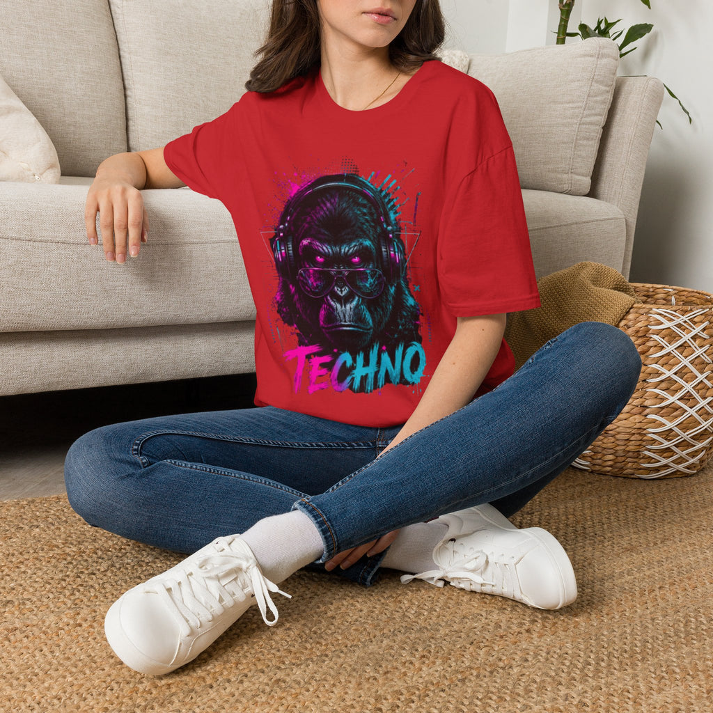 Techno Gorilla T‑Shirt — Neon DJ Ape Graphic Tee