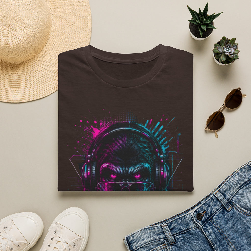 Techno Gorilla T‑Shirt — Neon DJ Ape Graphic Tee