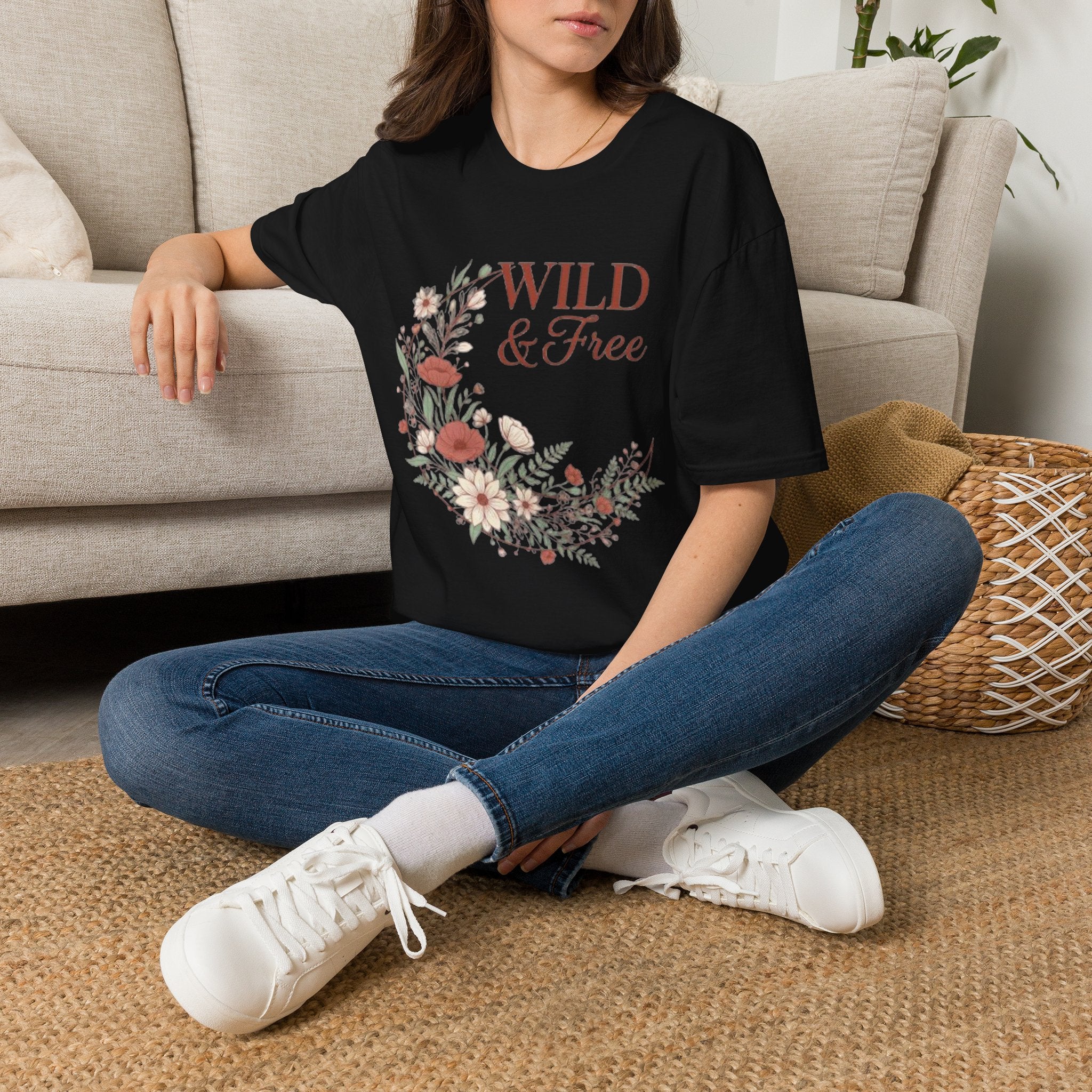 Minimal Floral Chest Tee — 'Be Kind' White T-Shirt