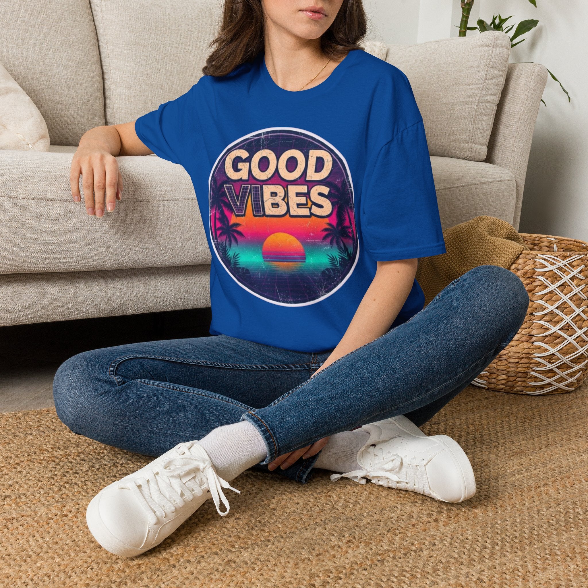Good Vibes Retro Sunset T‑Shirt
